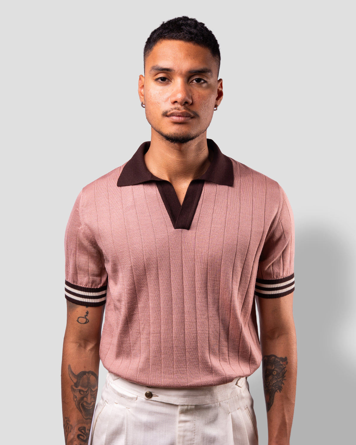 Polo Golf Rosa e Marrone Coste