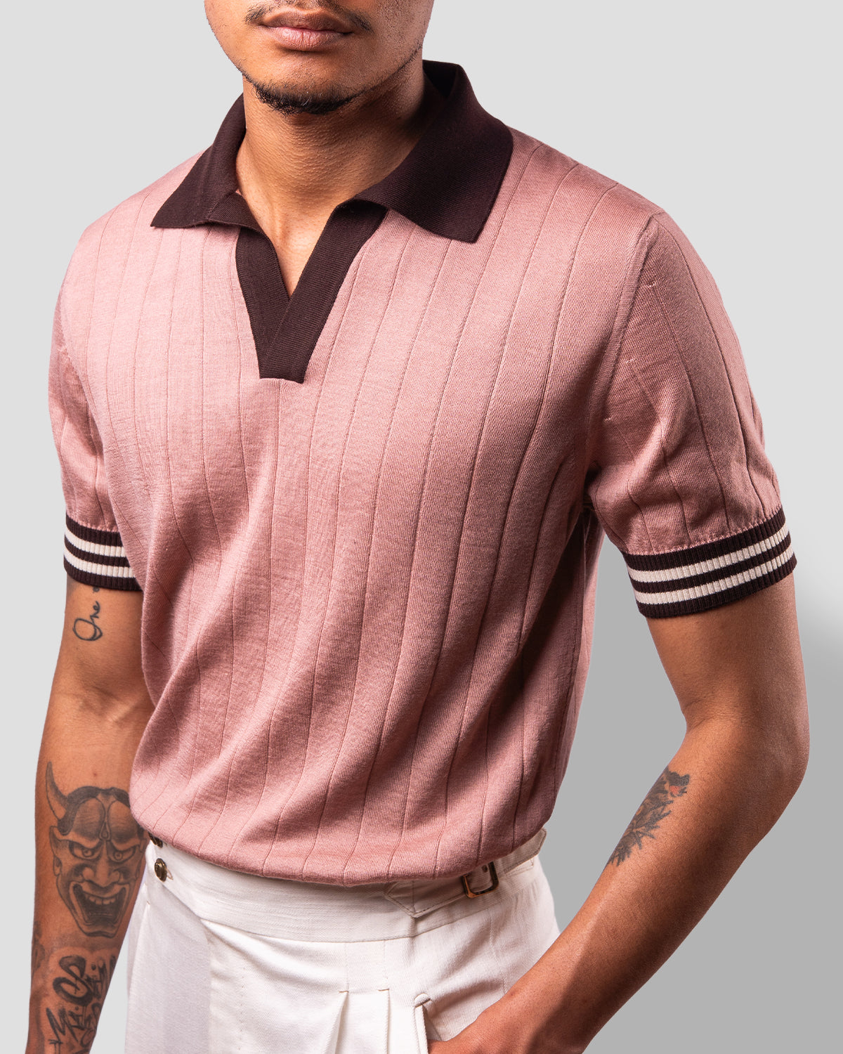 Polo Golf Rosa e Marrone Coste
