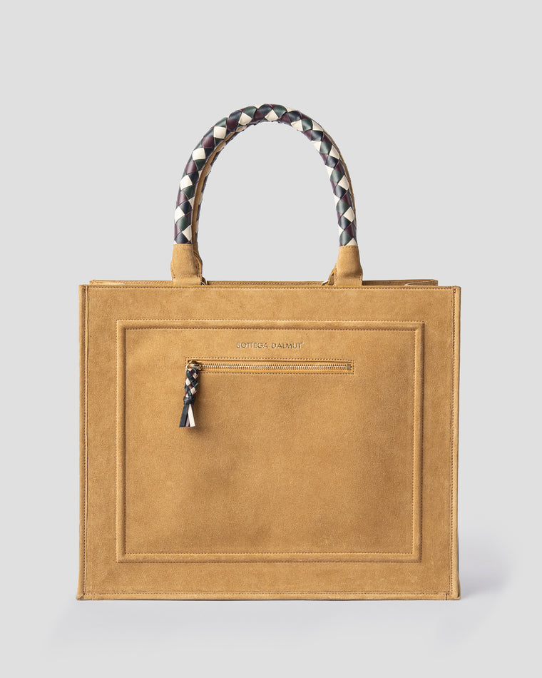 Prima Bag Suede Cammello, Bottega Dalmut
