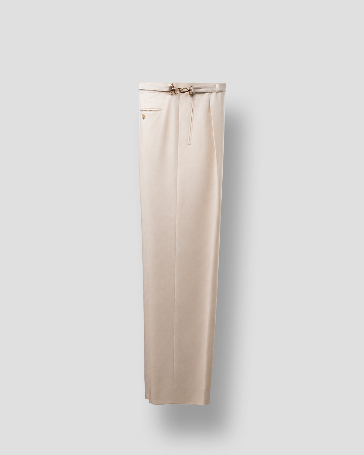 Pantaloni Belted O Loropiana Super 150s Panna