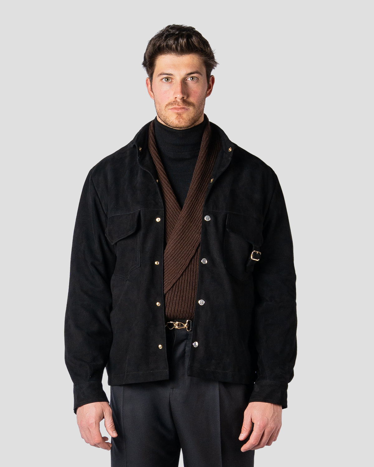 Overshirt Safari Camoscio Nero