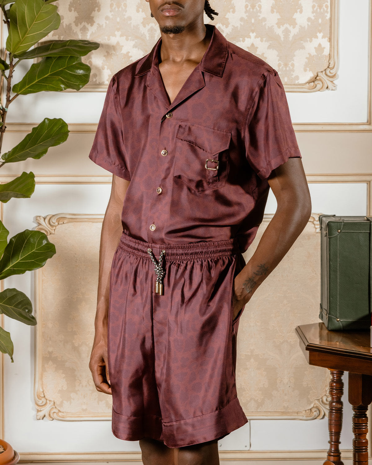 Camicia Board Animalier Wine
