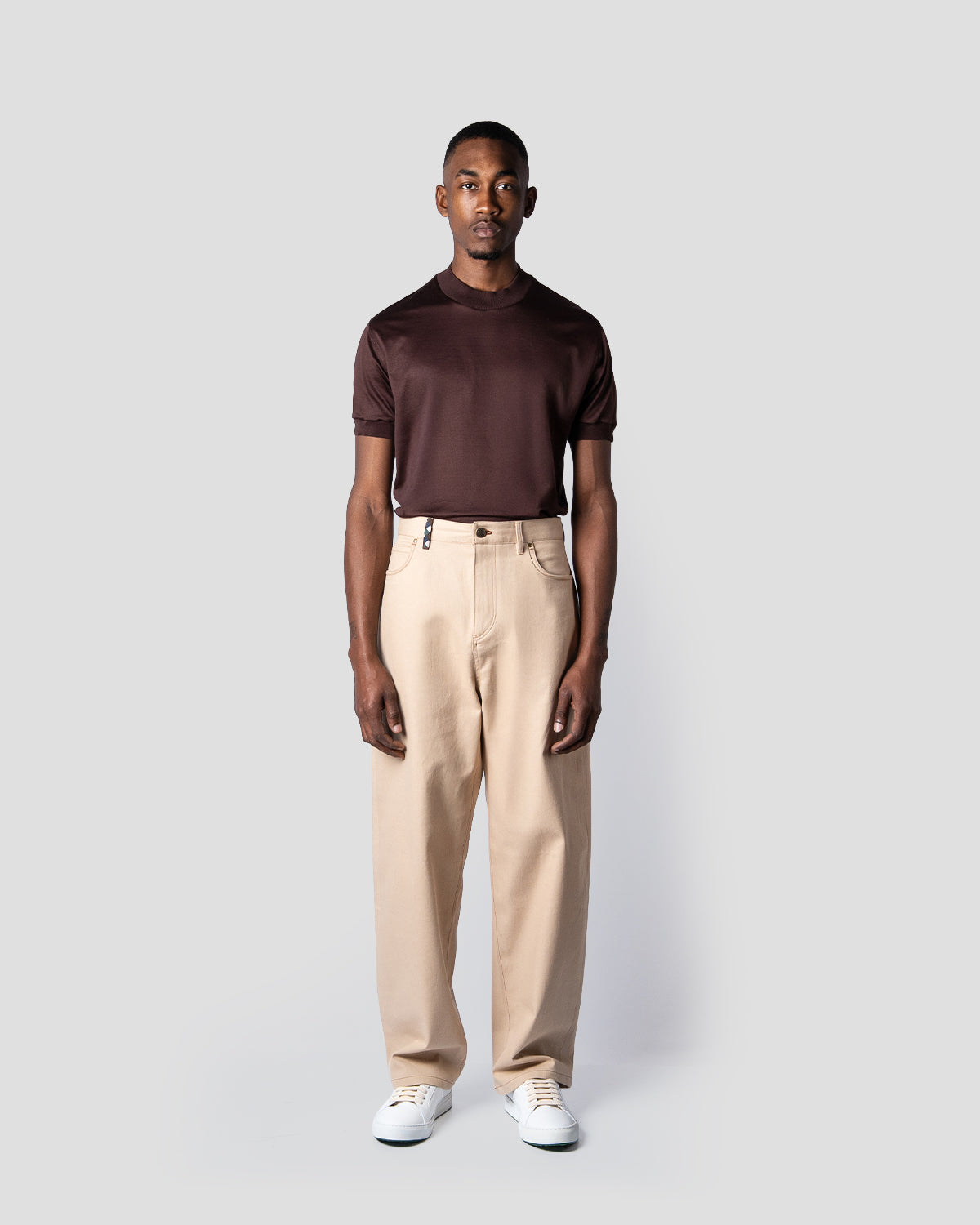 Pantaloni Balloon Denim Beige