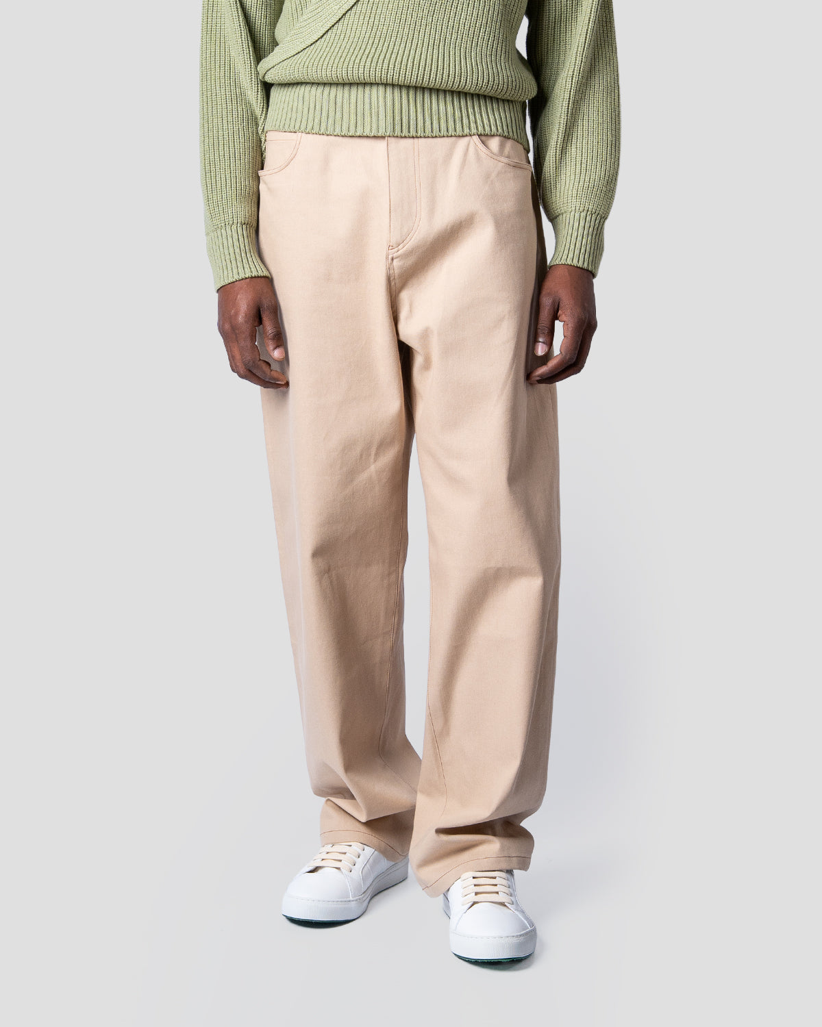 Pantaloni Balloon Denim Beige