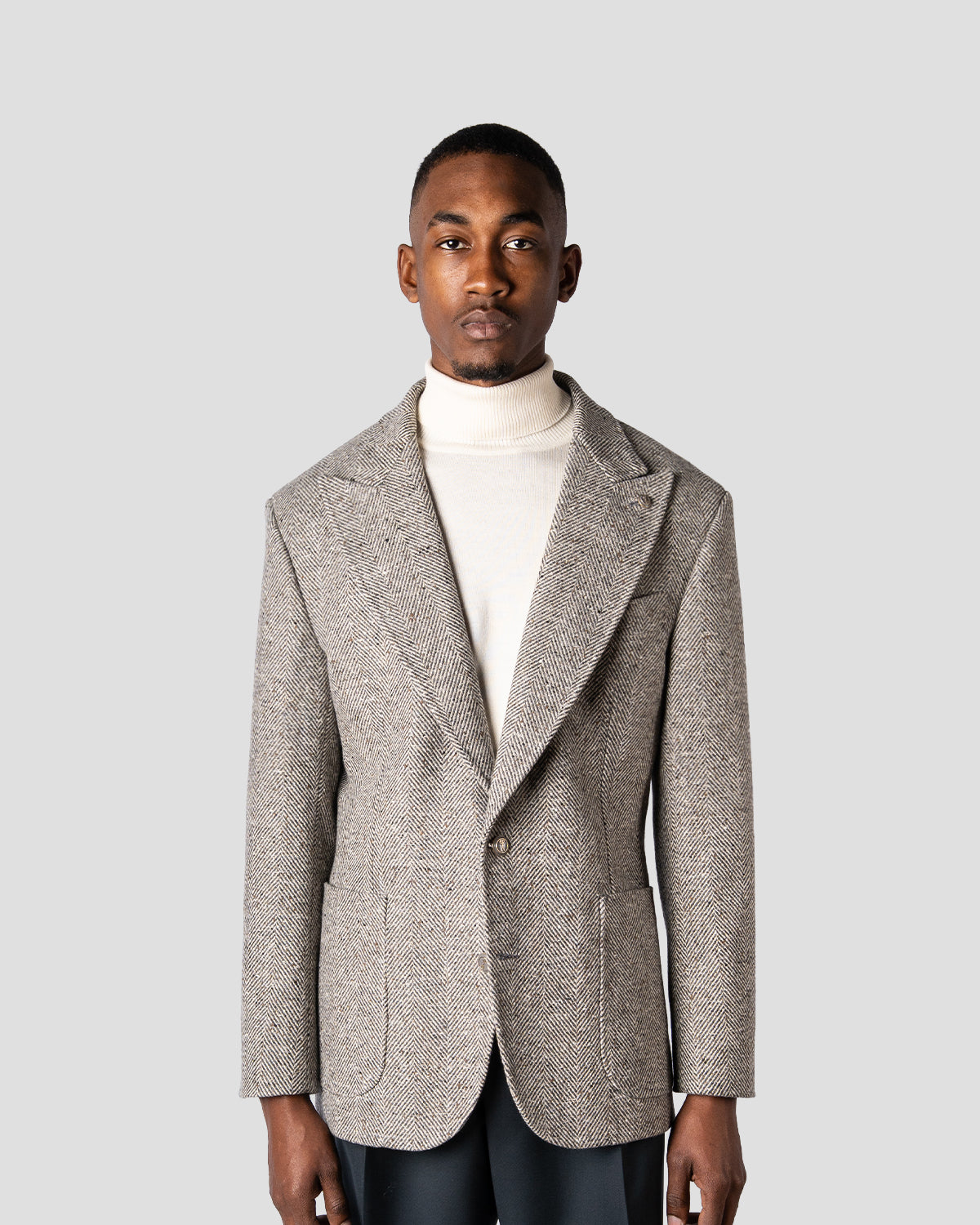 Blazer Spigato Grigio e Panna