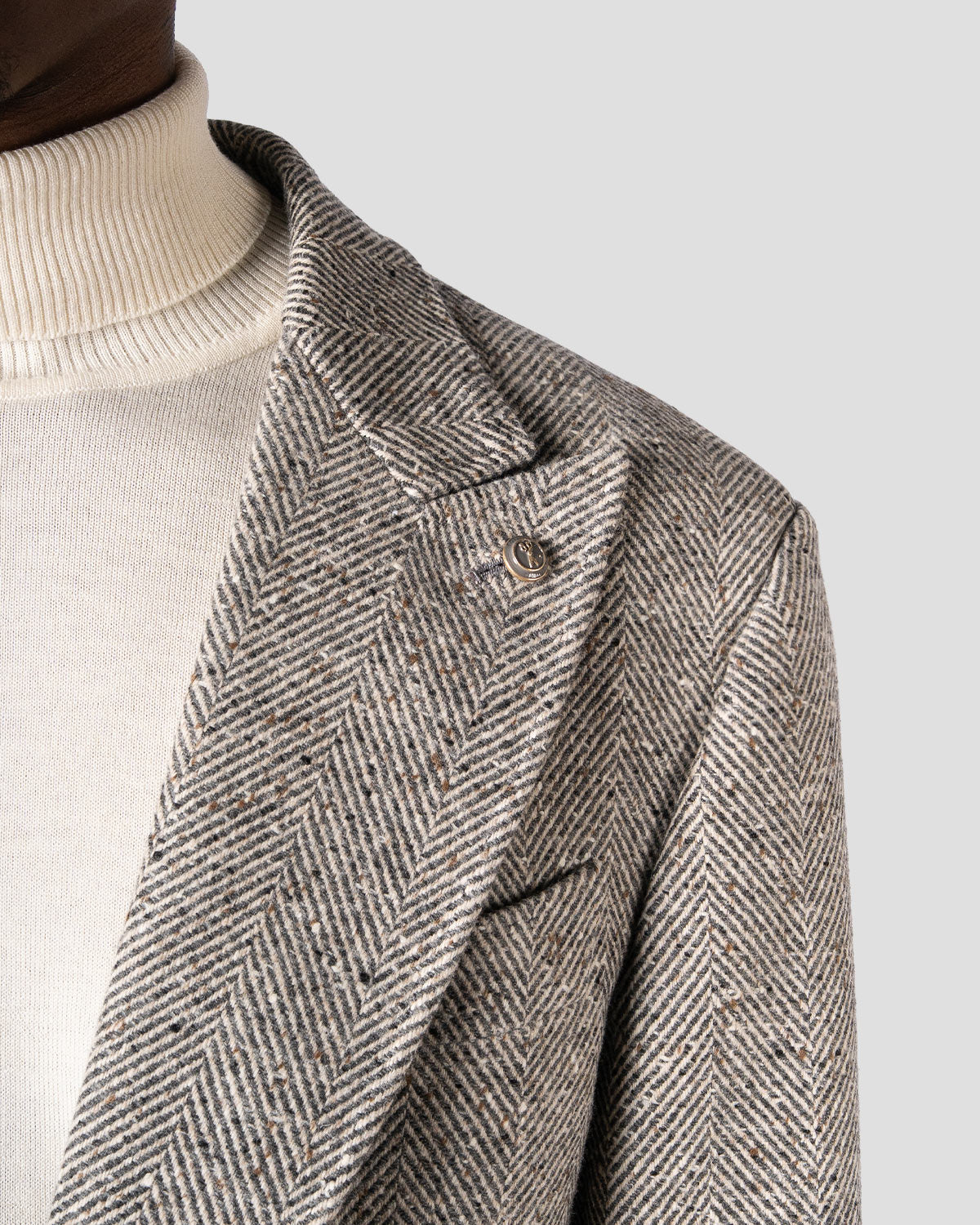 Blazer Spigato Grigio e Panna