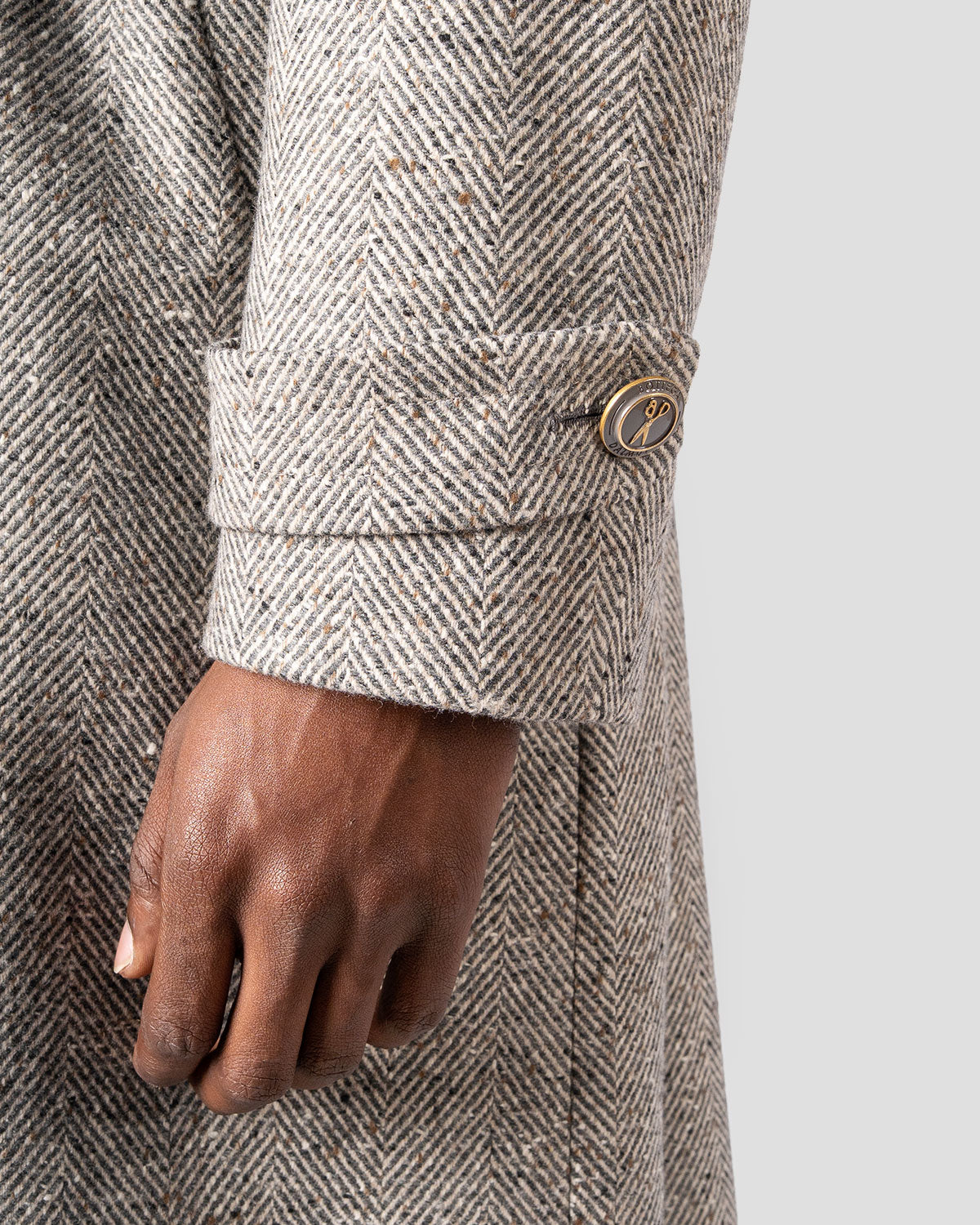 Cappotto Doppiopetto Spigato Grigio e Panna