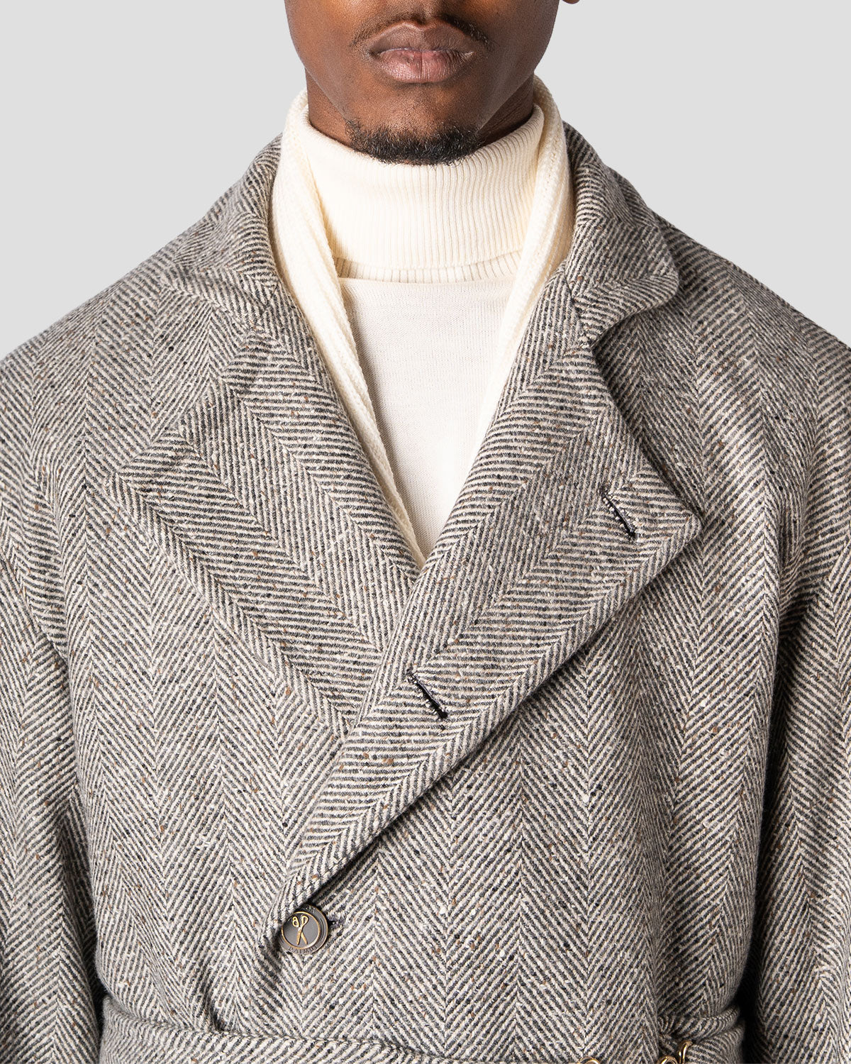 Cappotto Doppiopetto Spigato Grigio e Panna