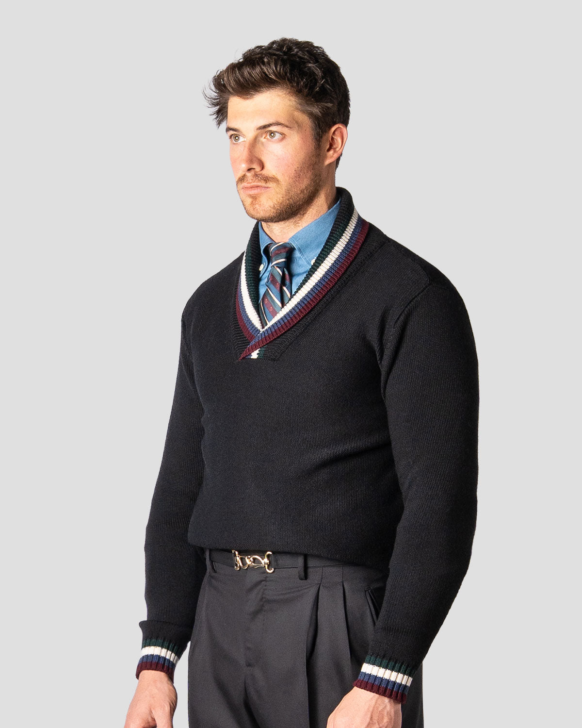 Maglione Collo Sciallato Golf Nero