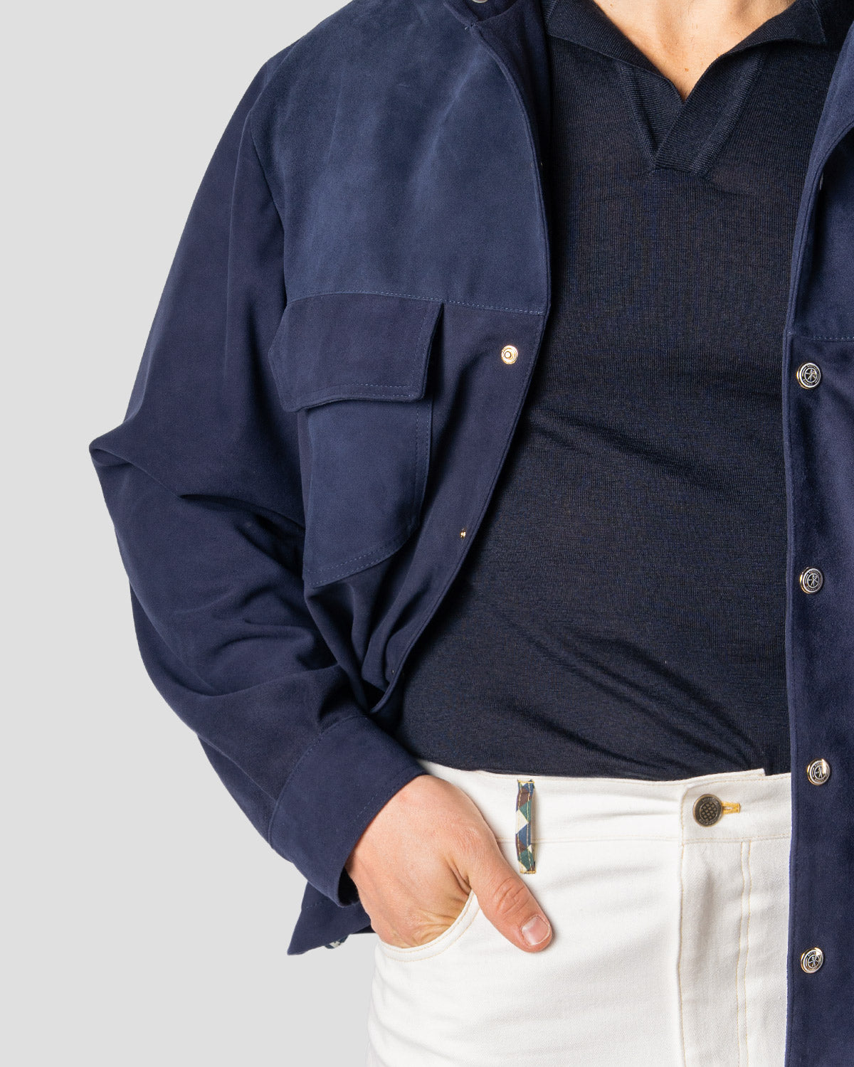 Overshirt Safari Camoscio Blu