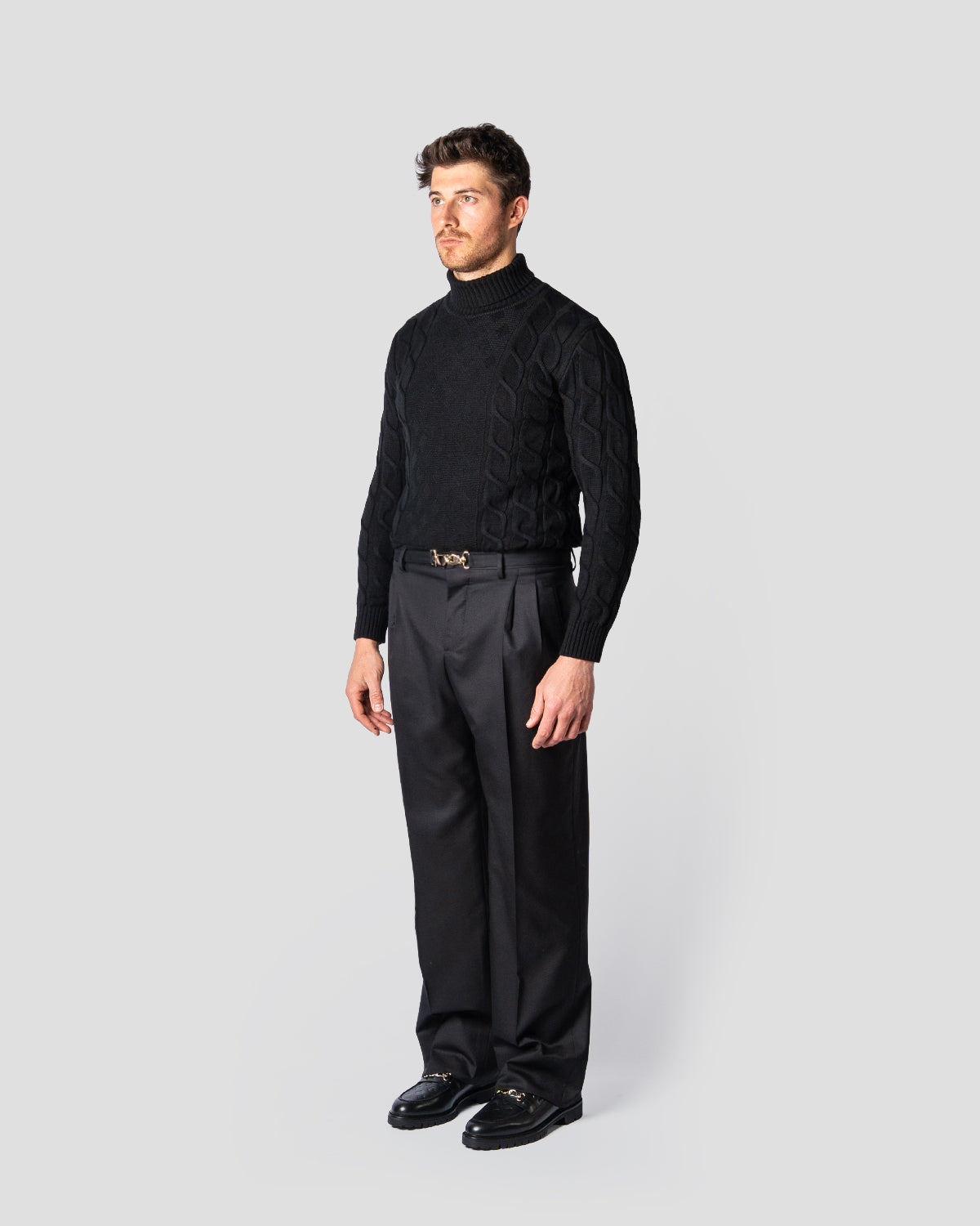 Pantaloni Belted nero