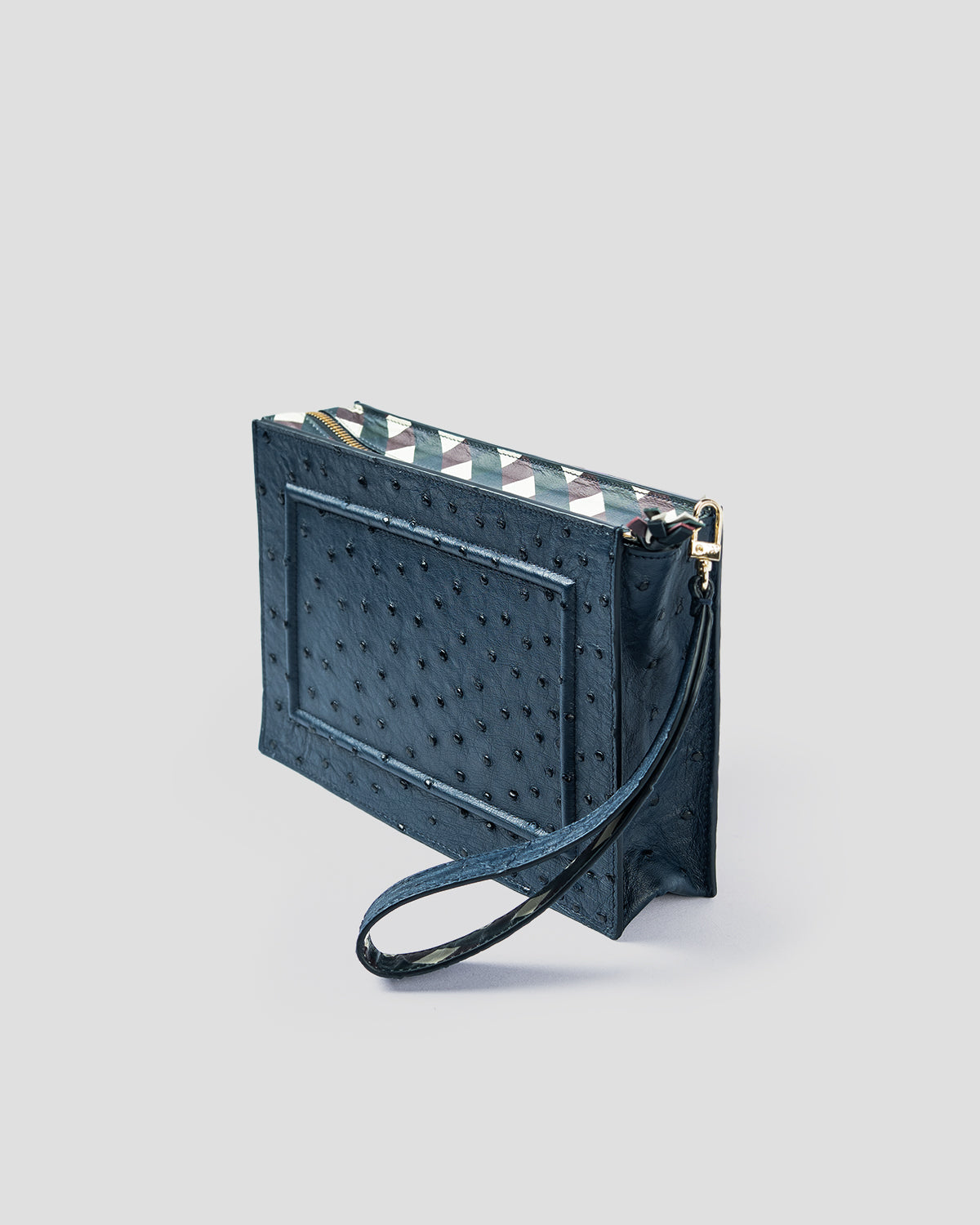 Prima Pochette Iris blue in struzzo