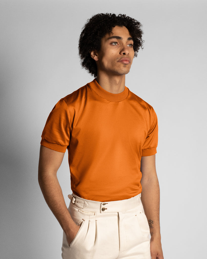 T-Shirt in filo di Scozia arancio