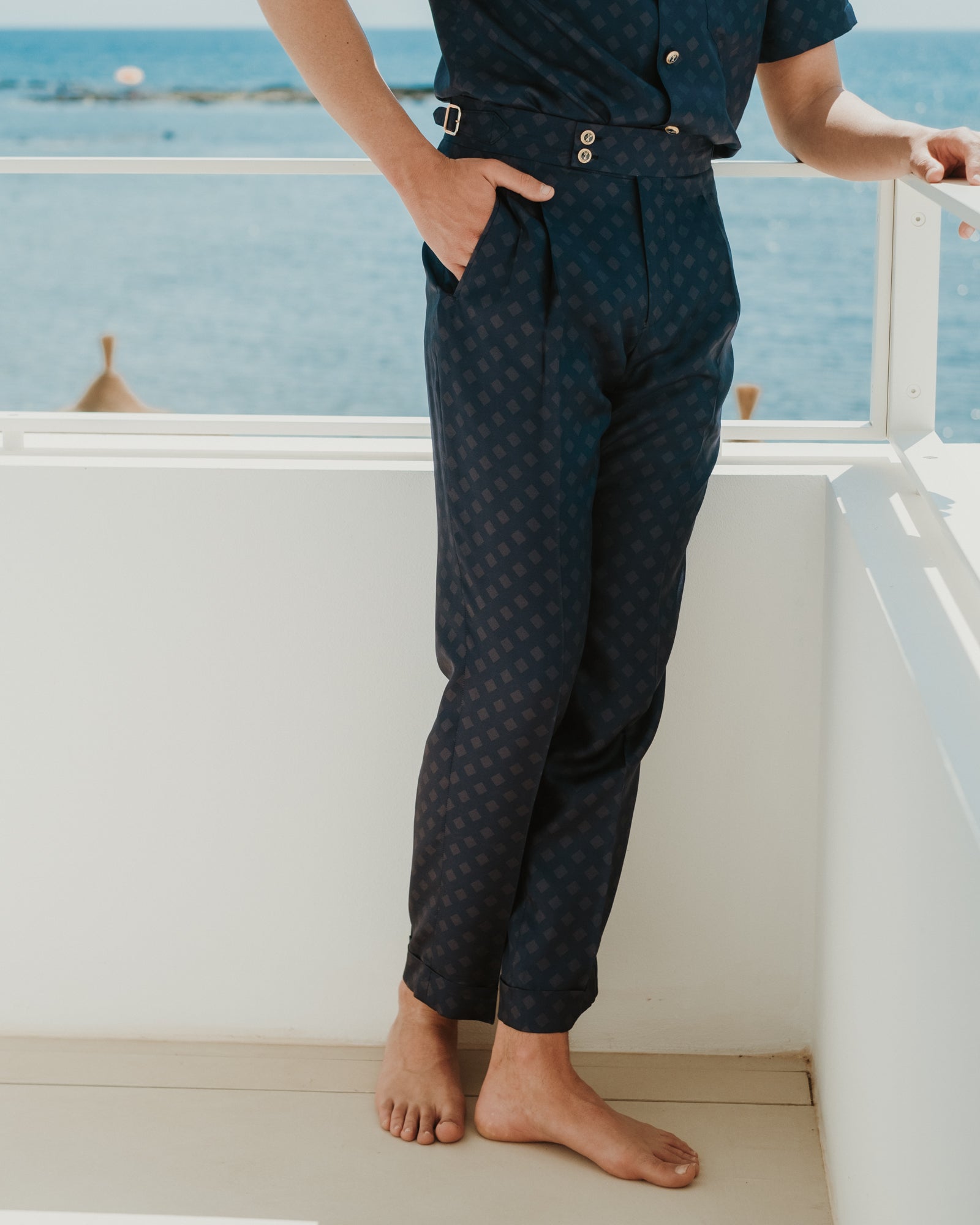 Pantaloni Oia in Seta Blue House