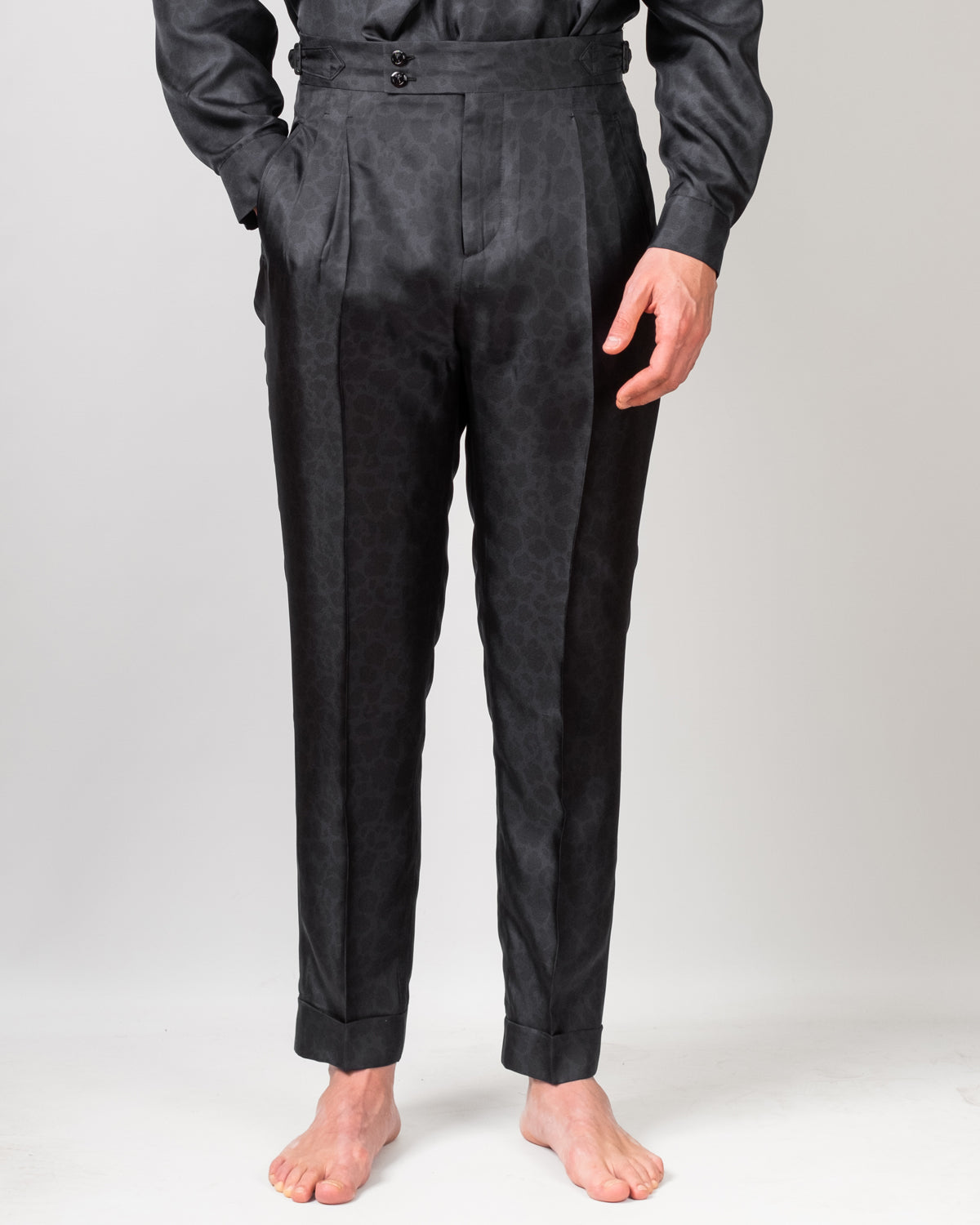 Pantaloni Oia in Seta Animalier Black House