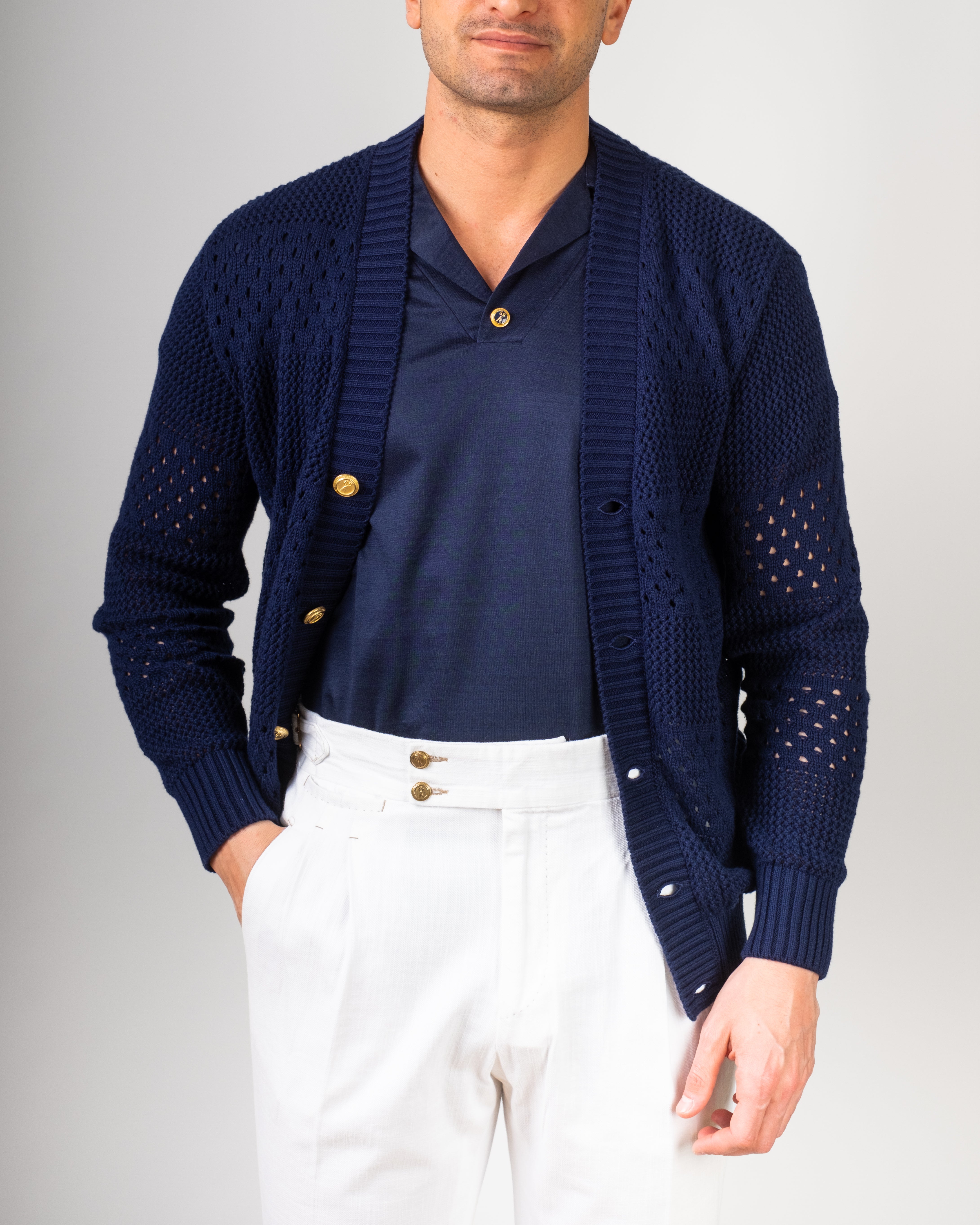 BD Cardigan Crochet Navy Blu