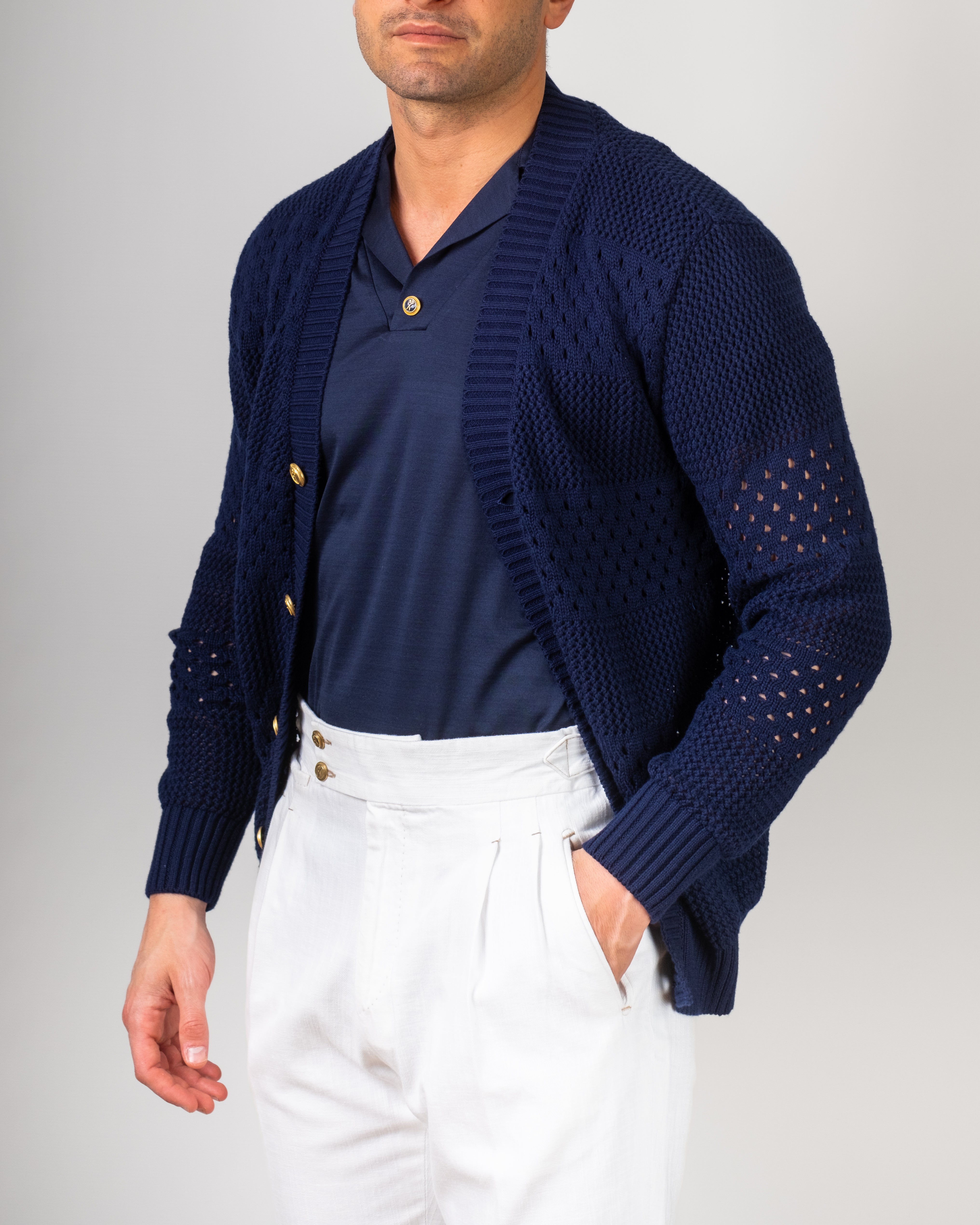 BD Cardigan Crochet Navy Blu