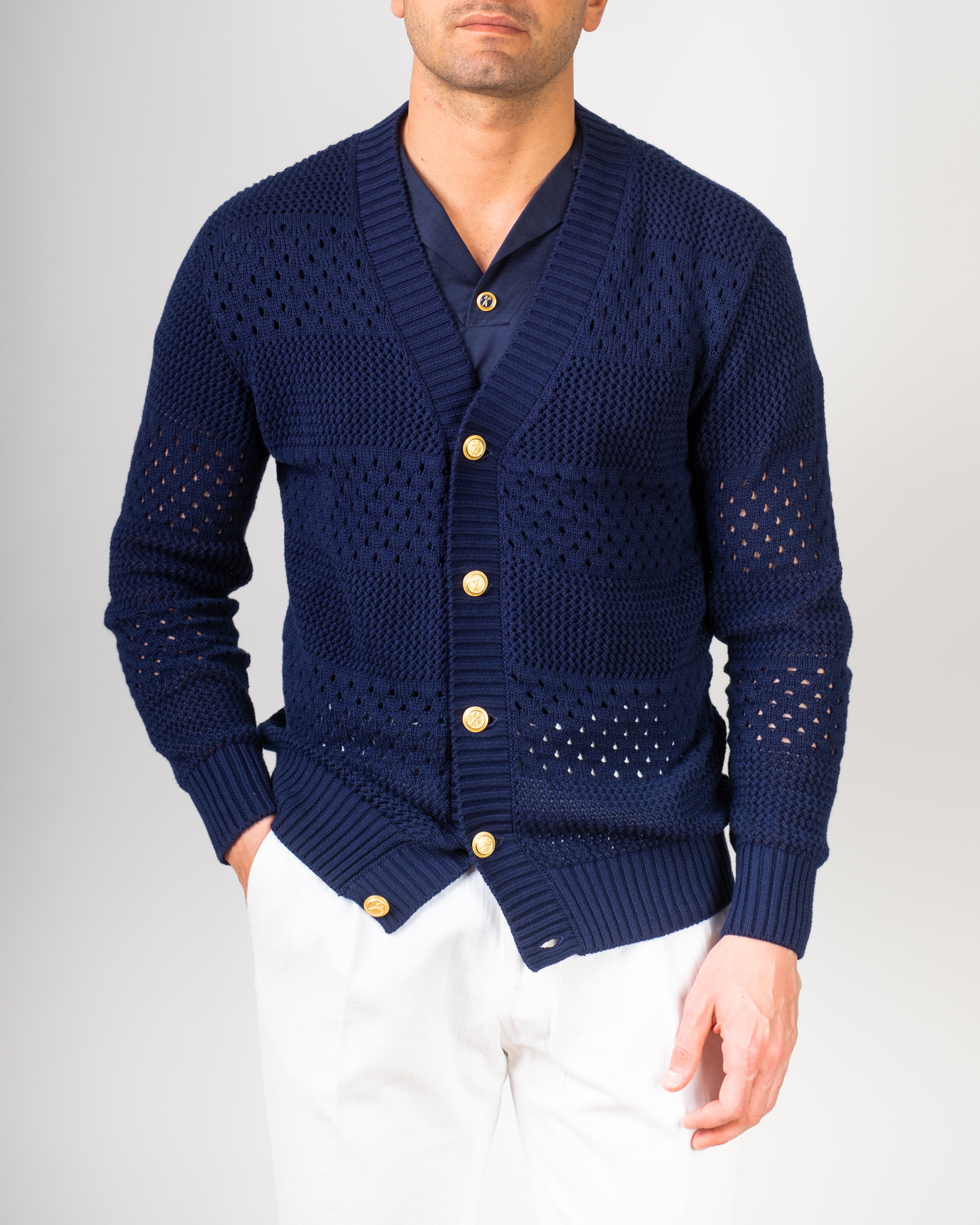BD Cardigan Crochet Navy Blu