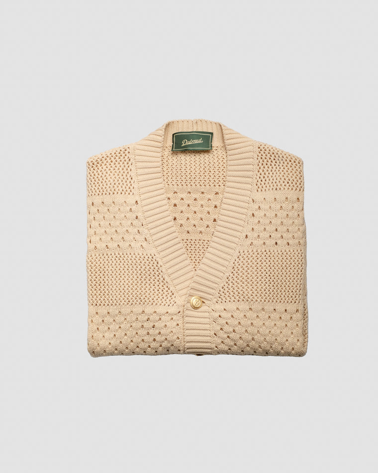 BD Cardigan Crochet Beige in cotone, Bottega Dalmut