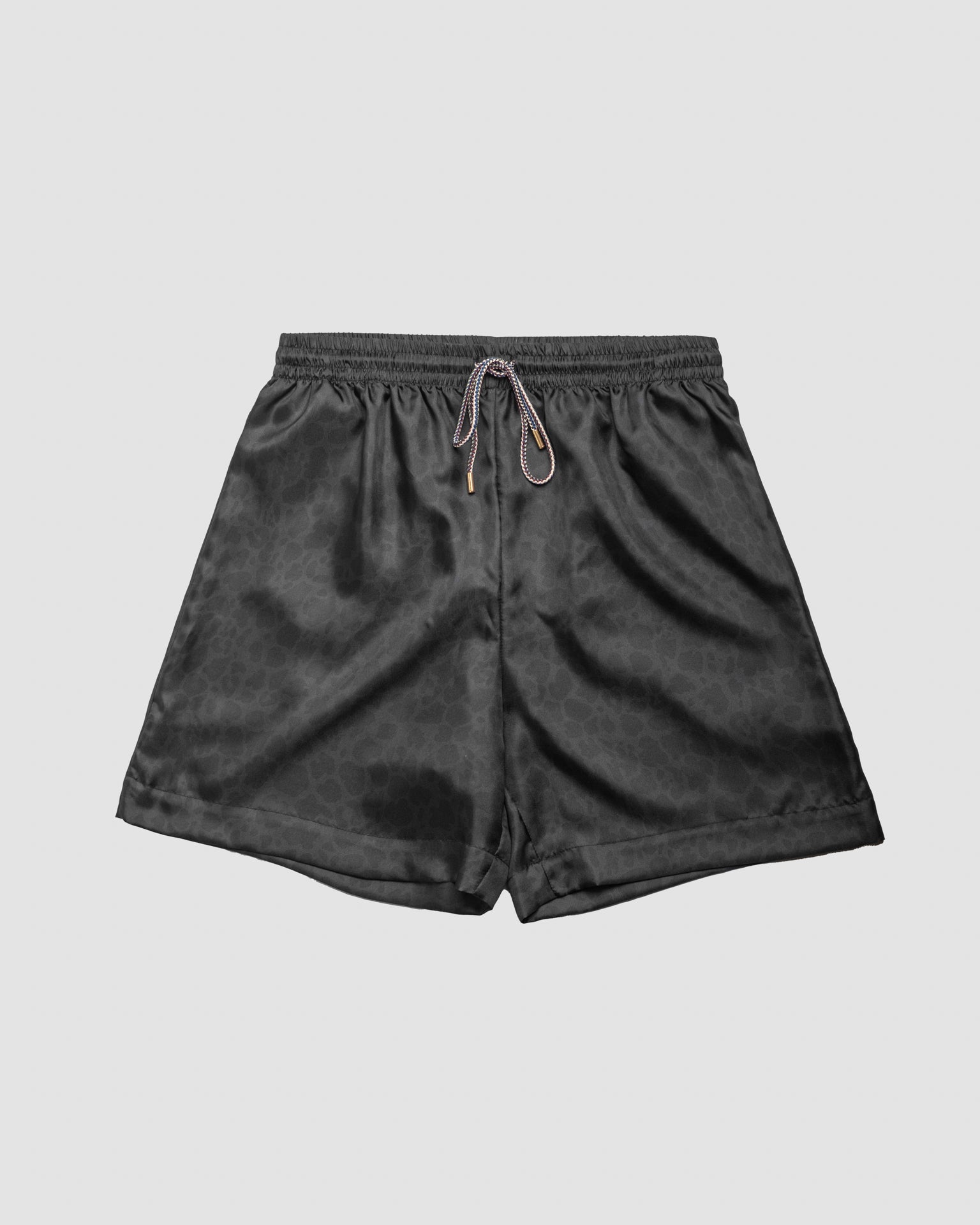 Pantaloncini Board In Seta Animalier Black