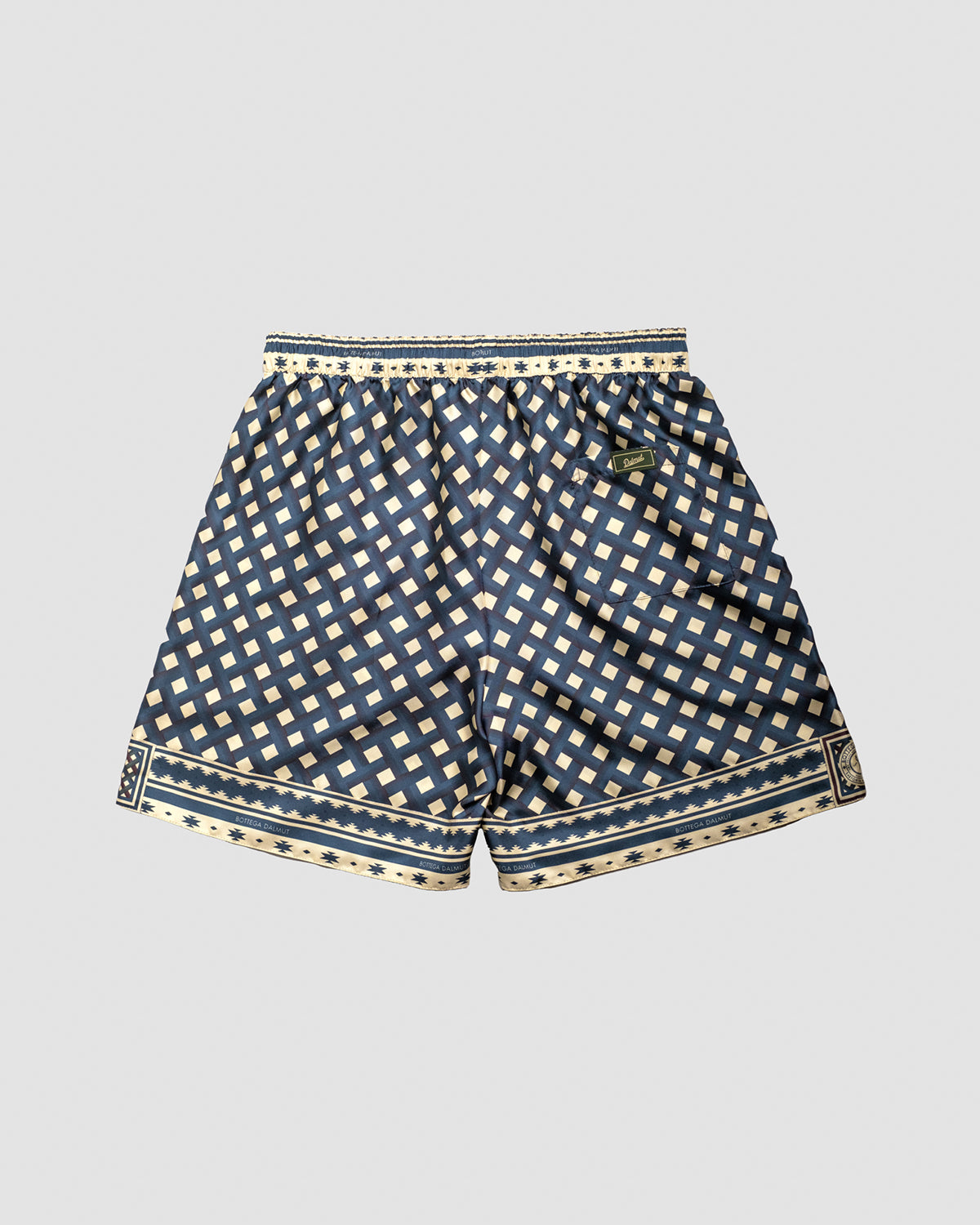 Pantaloncini in Seta Foulard Blu e Panna