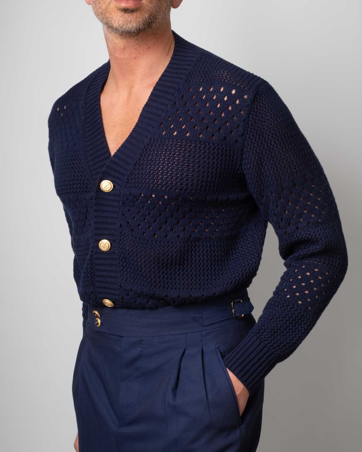 BD Cardigan Crochet Navy Blu