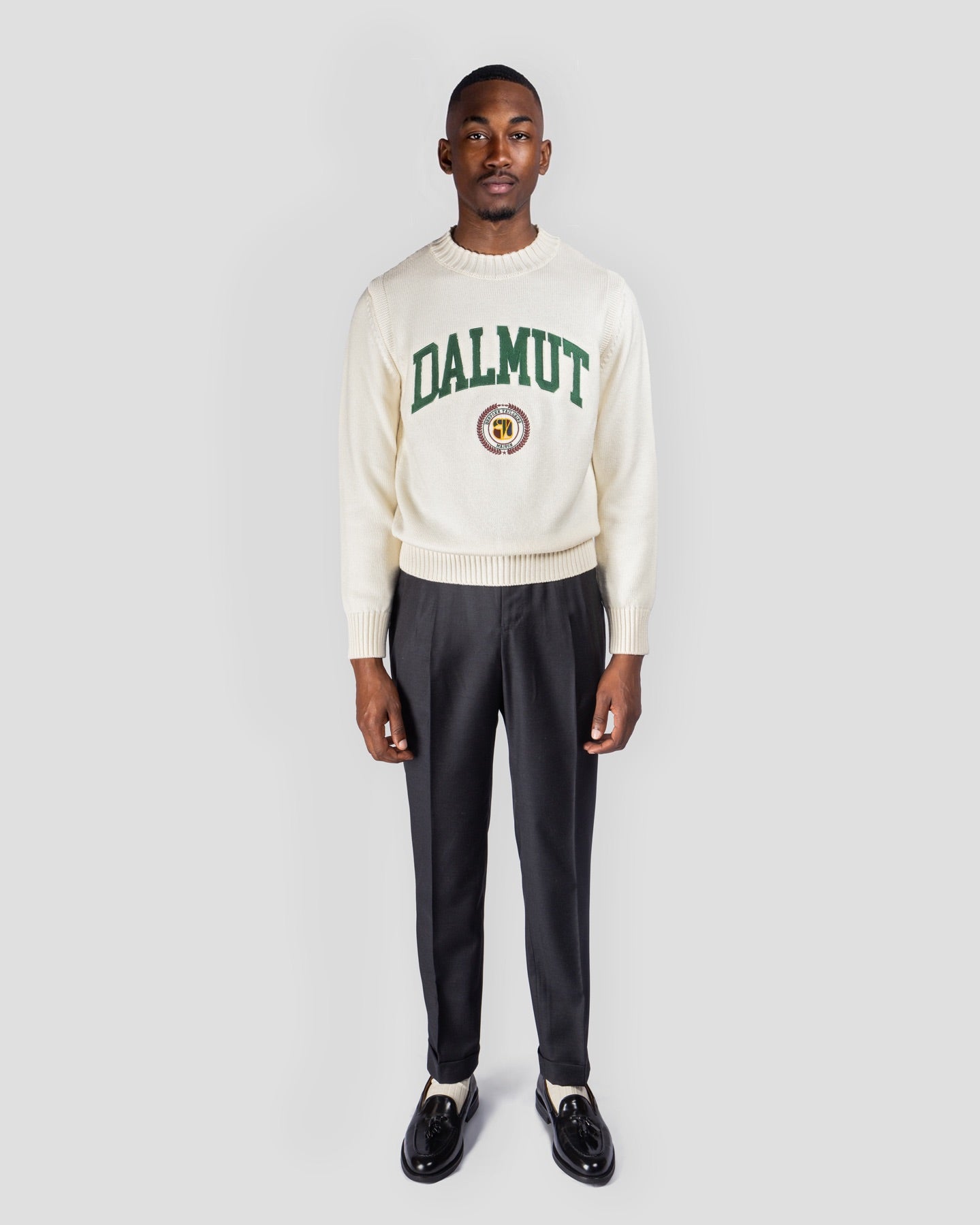 Maglione Panna con Ricamo Dalmut Verde