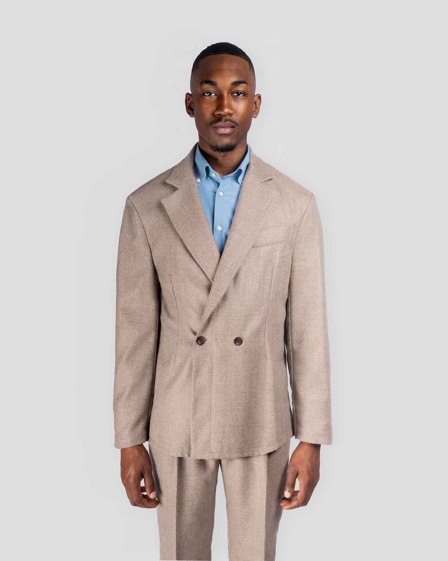 Camicia in Lana/Cashmere Torino Spigato Tortora