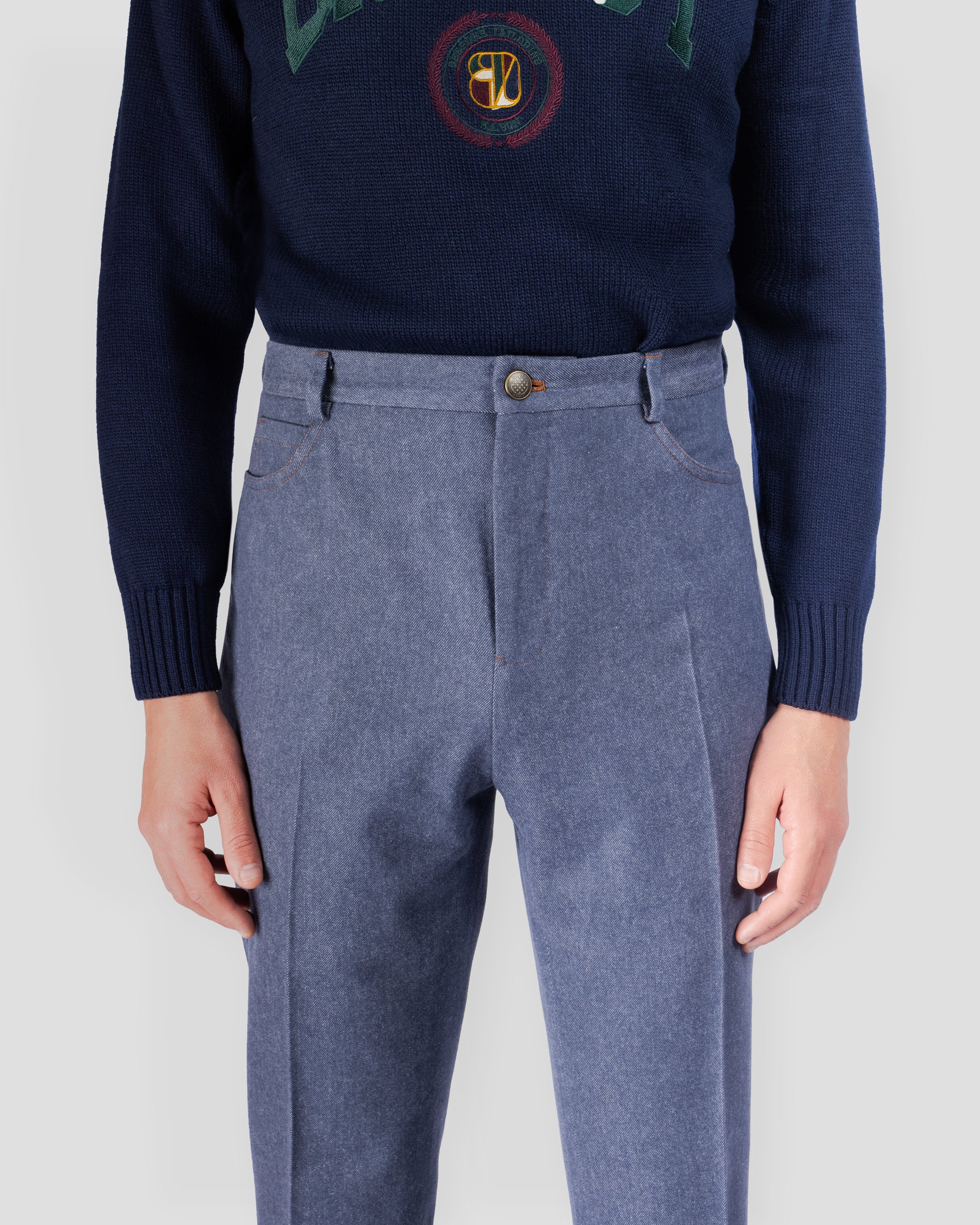 Pantalone Denim 5 Tasche in Lana