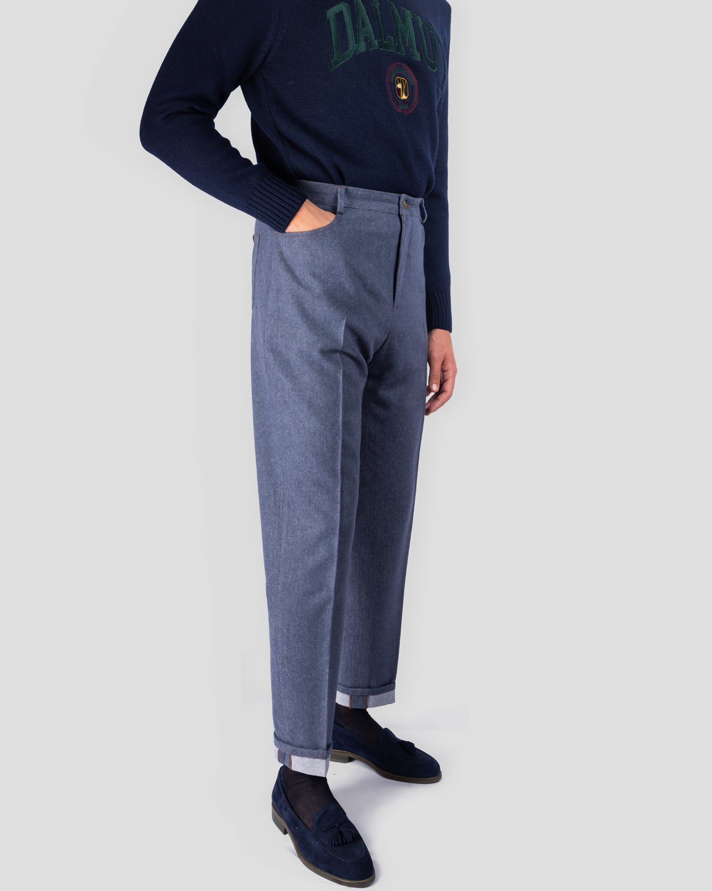 Pantalone Denim 5 Tasche in Lana