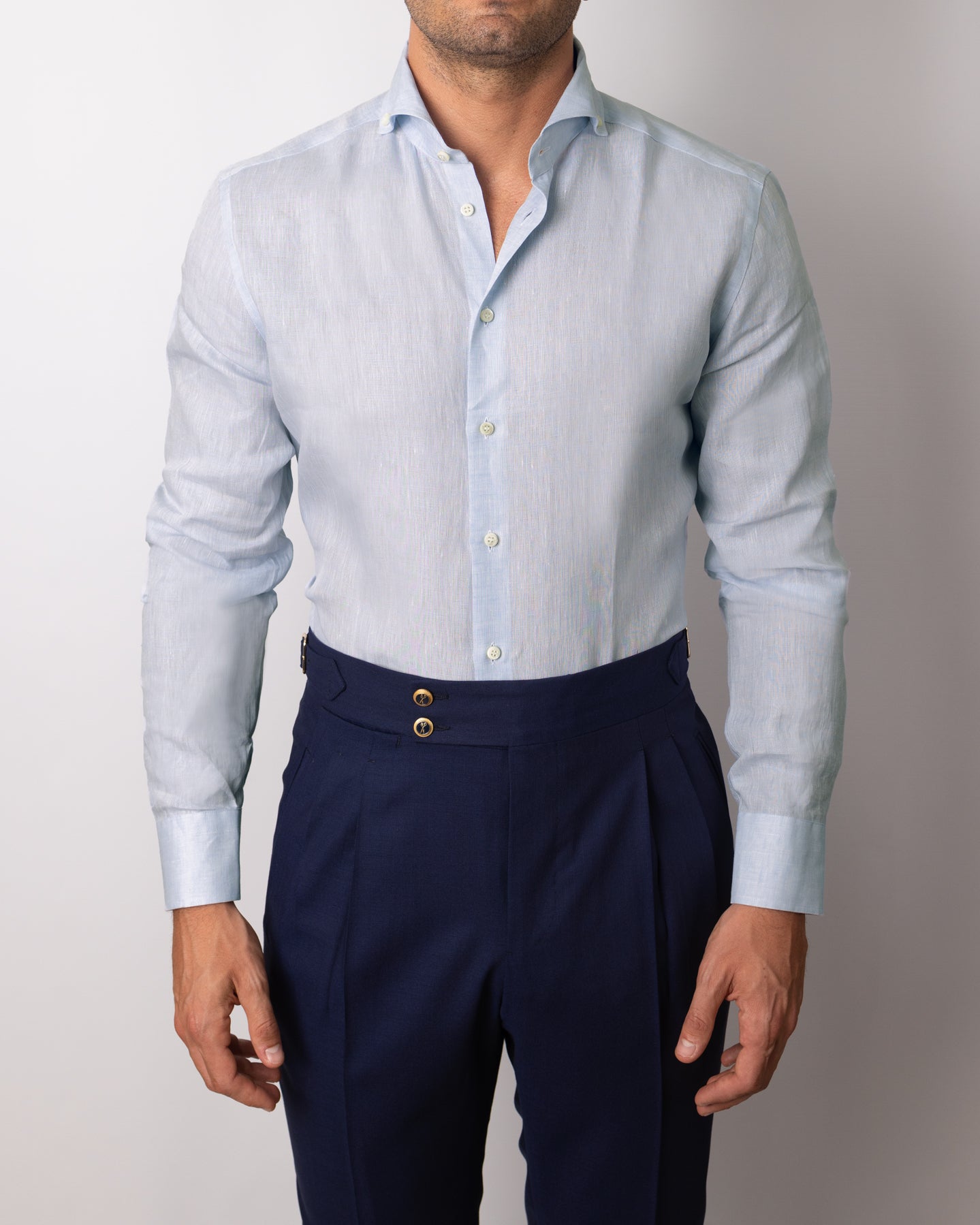 Camicia Classic Lino Celeste Chiaro