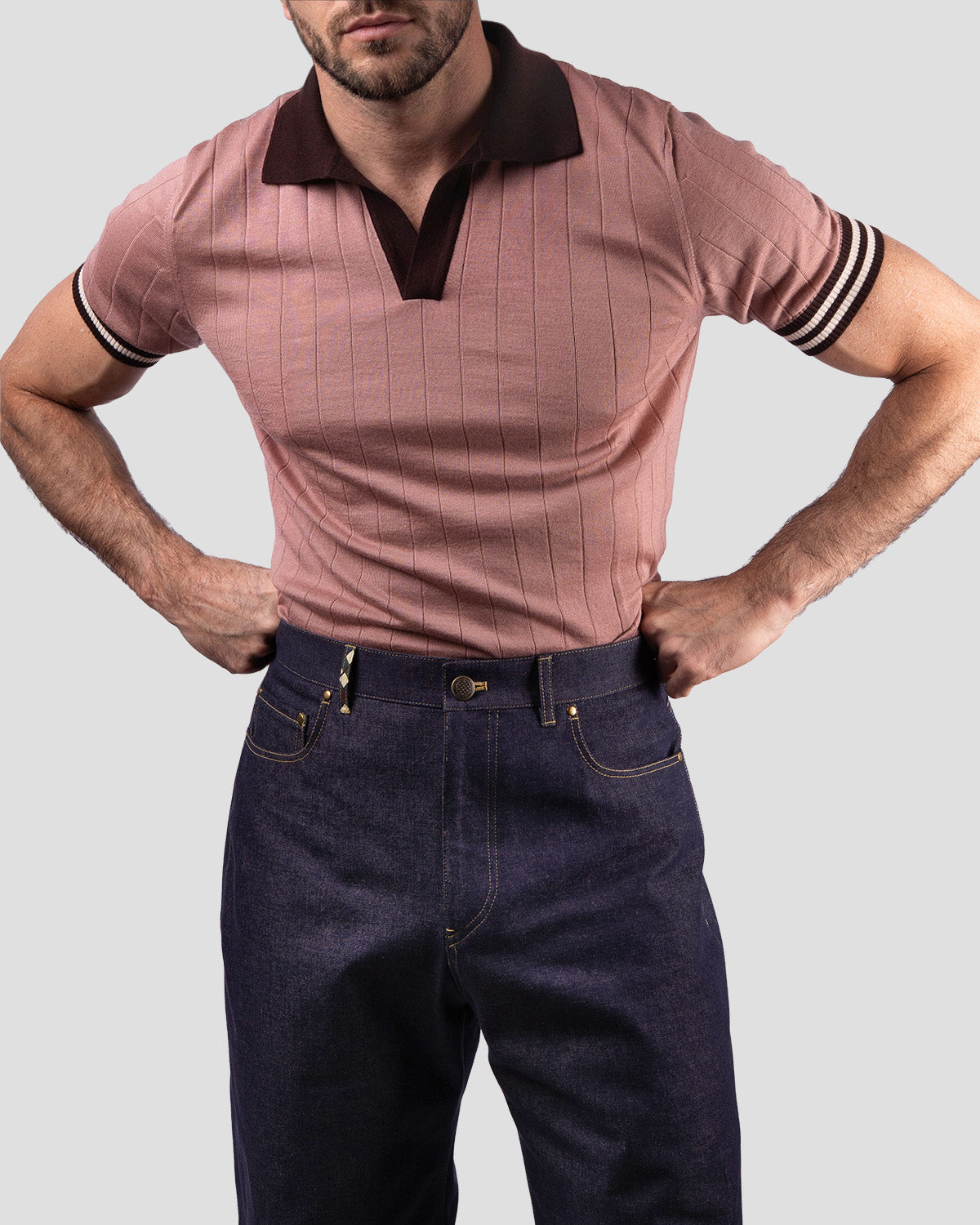 Polo Golf Rosa e Marrone