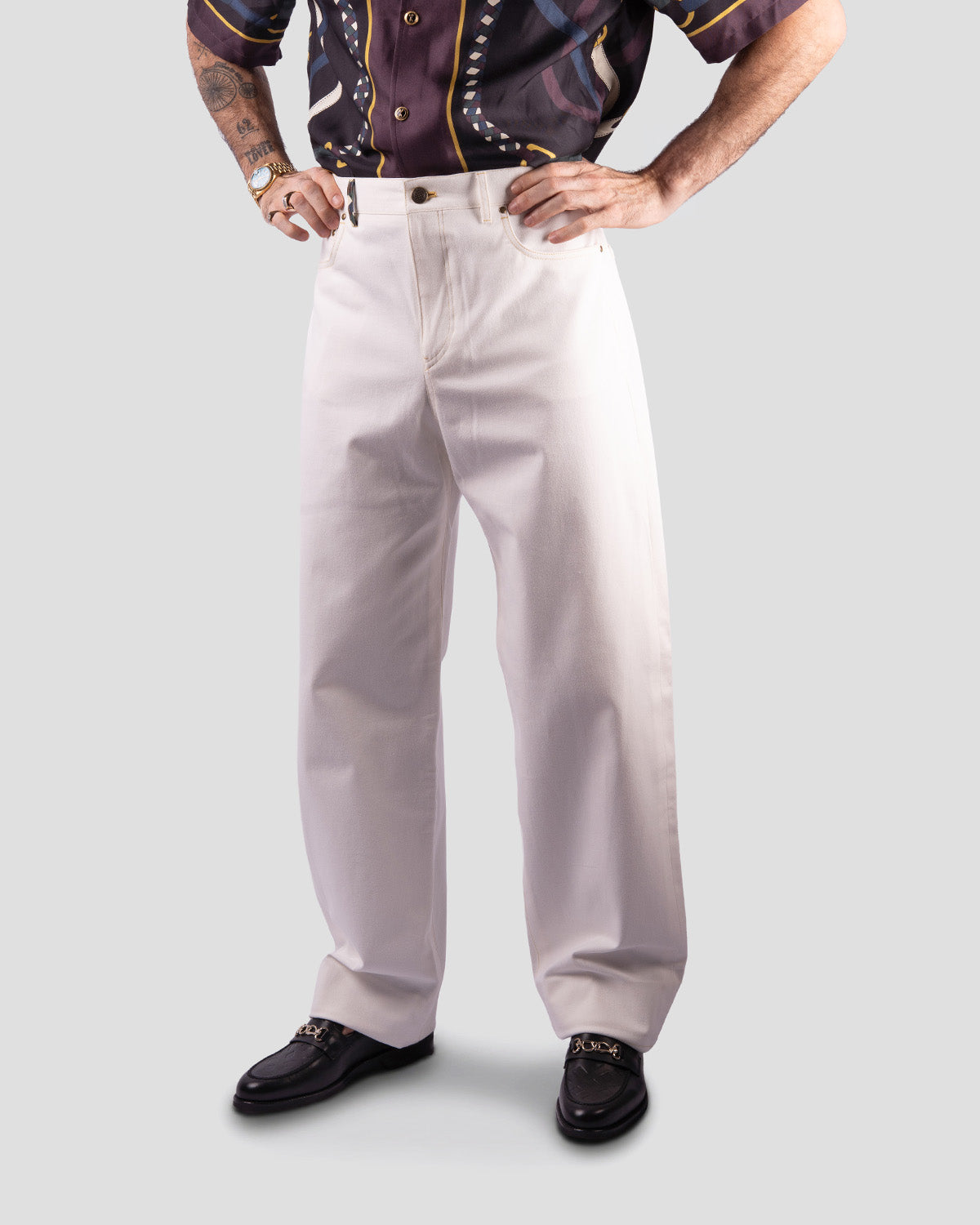 Pantaloni Balloon Denim Bianco