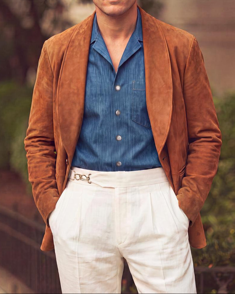 Blazer Sciallato in Suede Gold