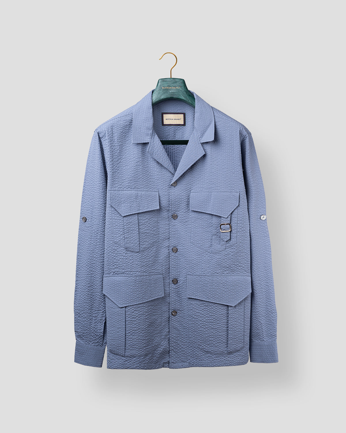 Camicia Sahariana seersucker Azzurro Fiordaliso