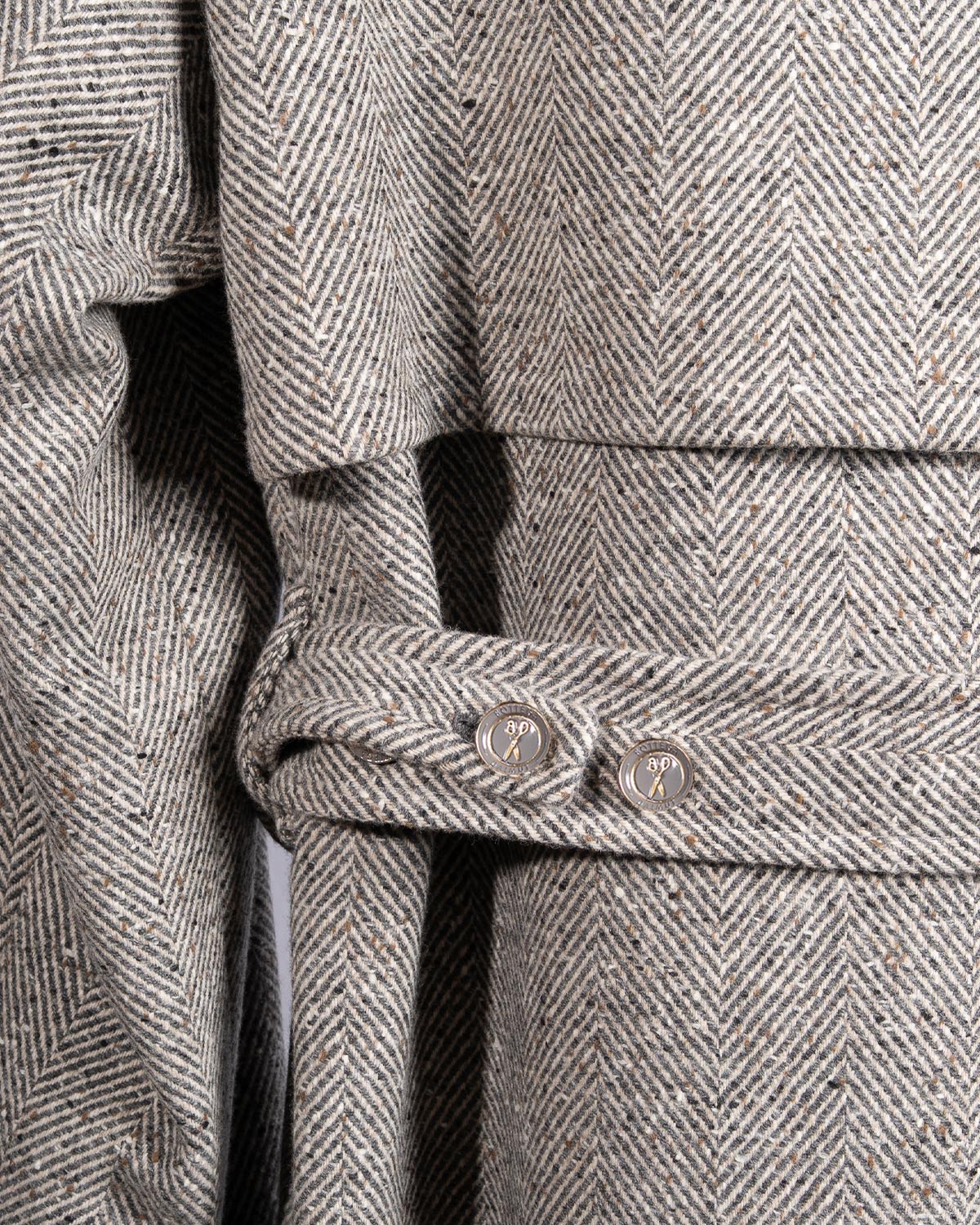 Cappotto Doppiopetto Spigato Grigio e Panna