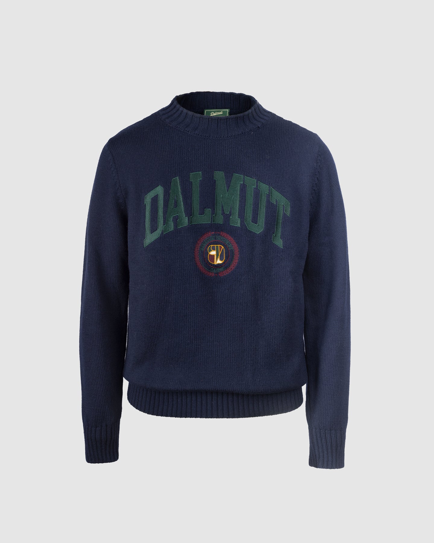 Maglione Blu Scuro con Ricamo Dalmut Verde