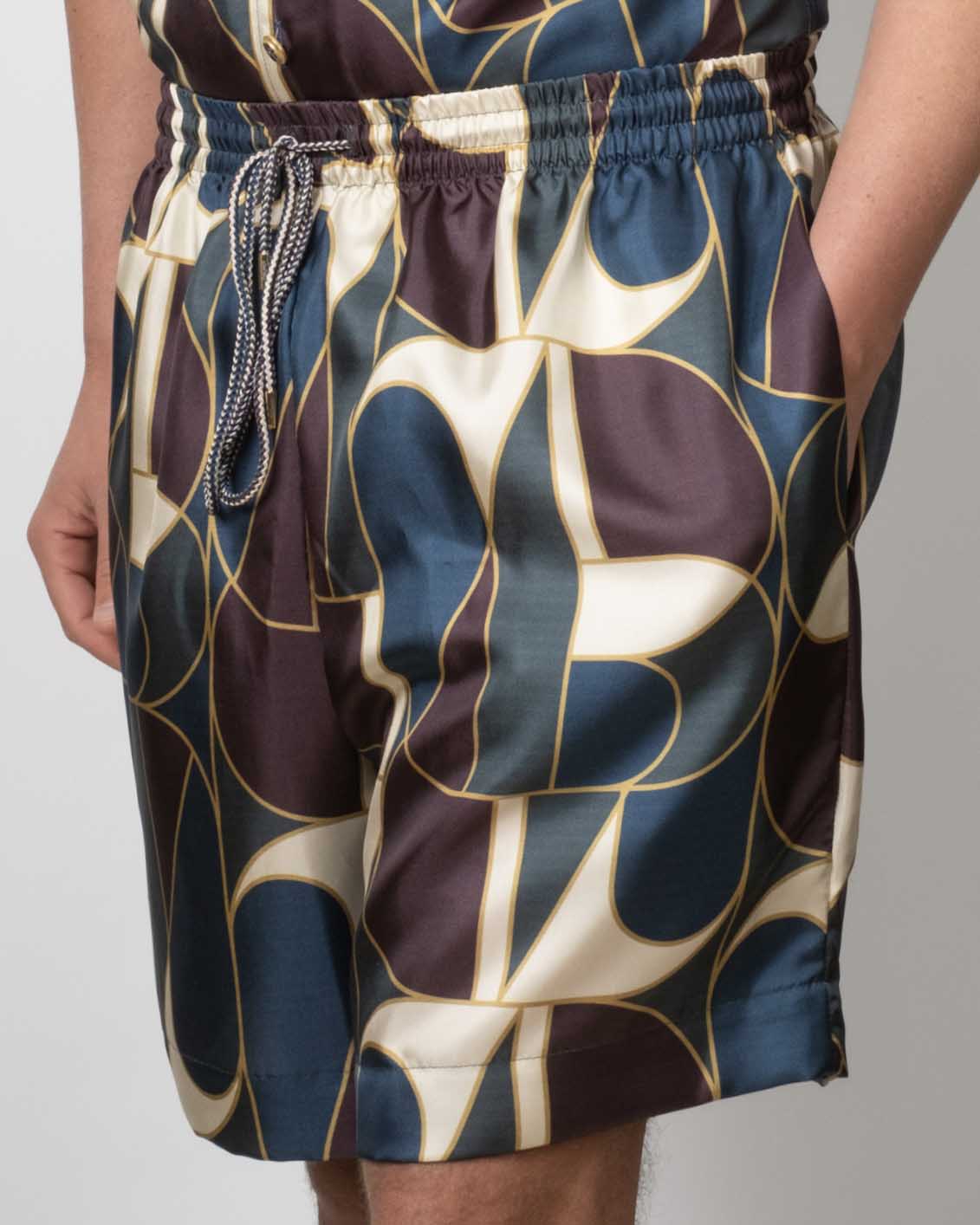 BOARD SHORTS IN GREEN HOUSE SILK