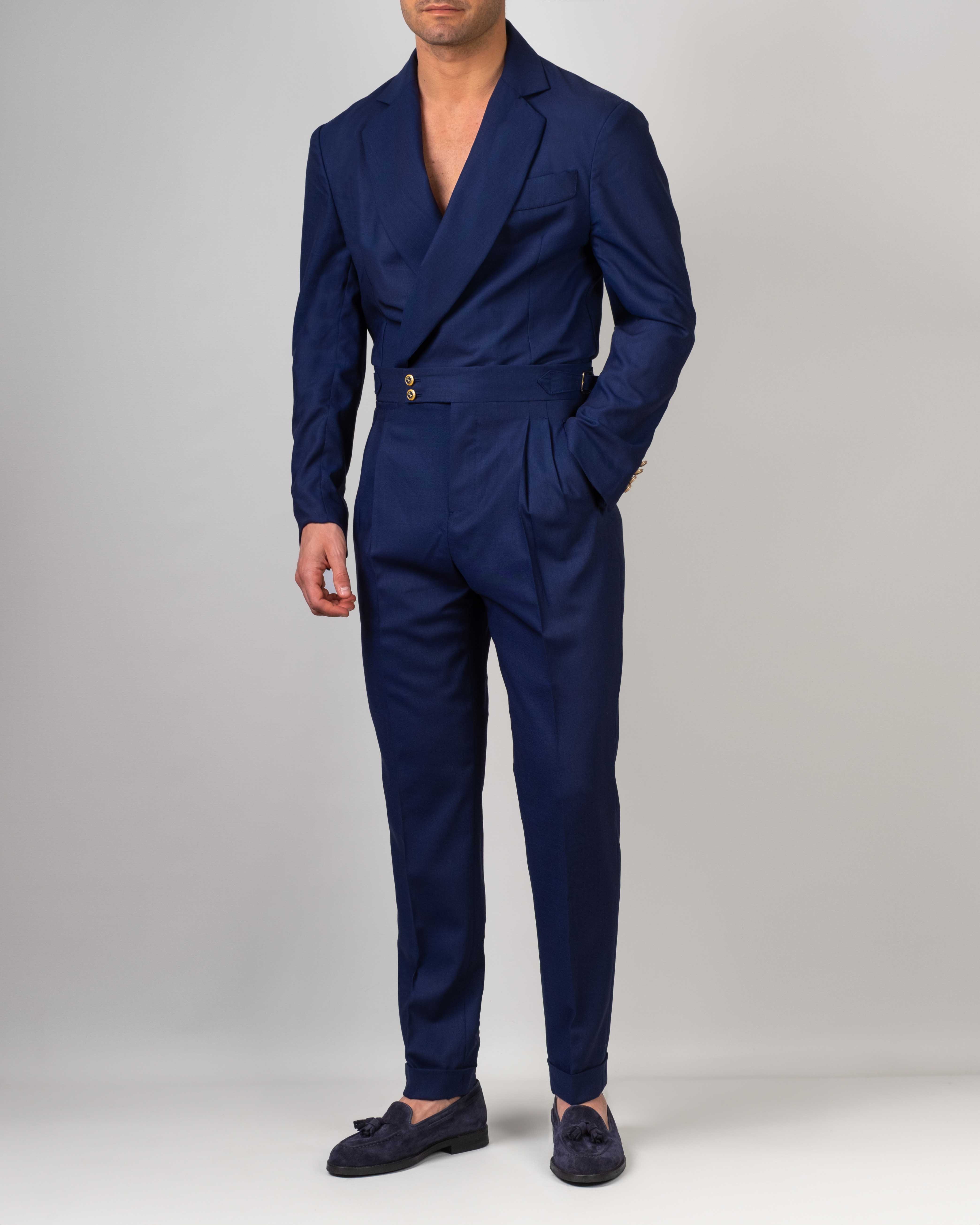 Pantalone Lino seta lana Blu navy