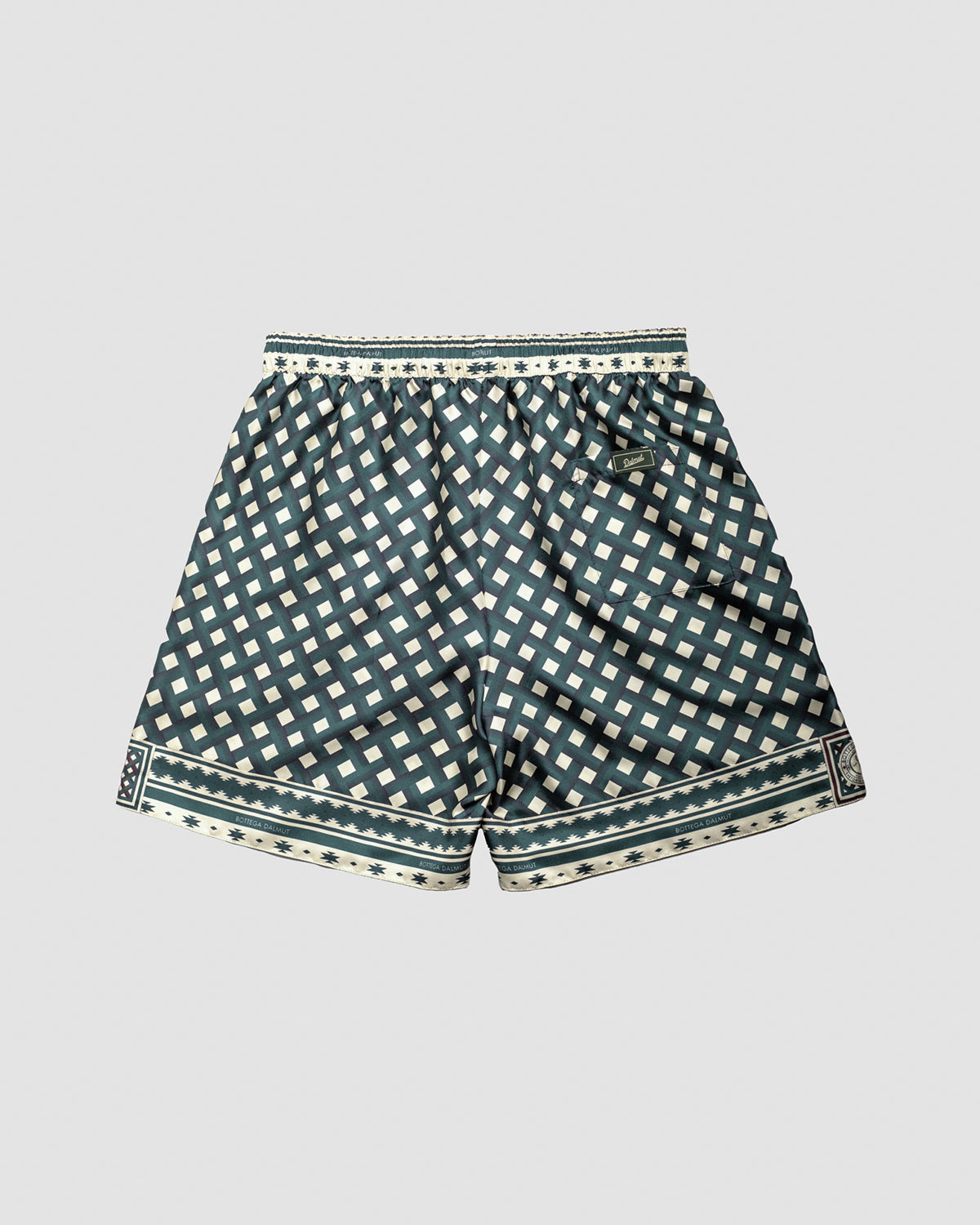 Pantaloncini in Seta Foulard Verde e Panna