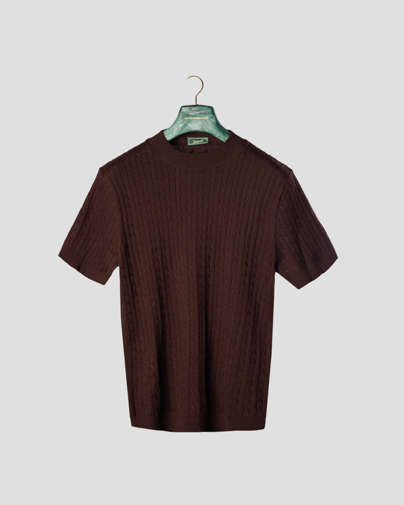 T-shirt in maglia marrone