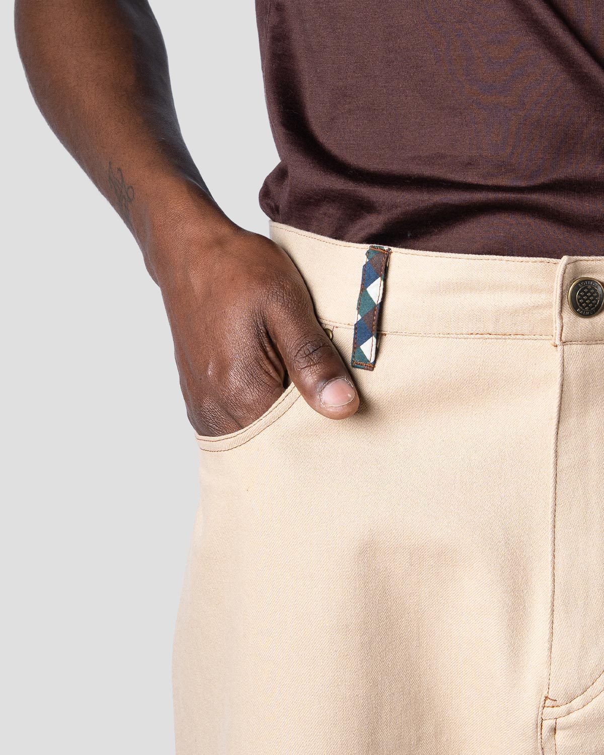 Pantaloni Balloon Denim Beige