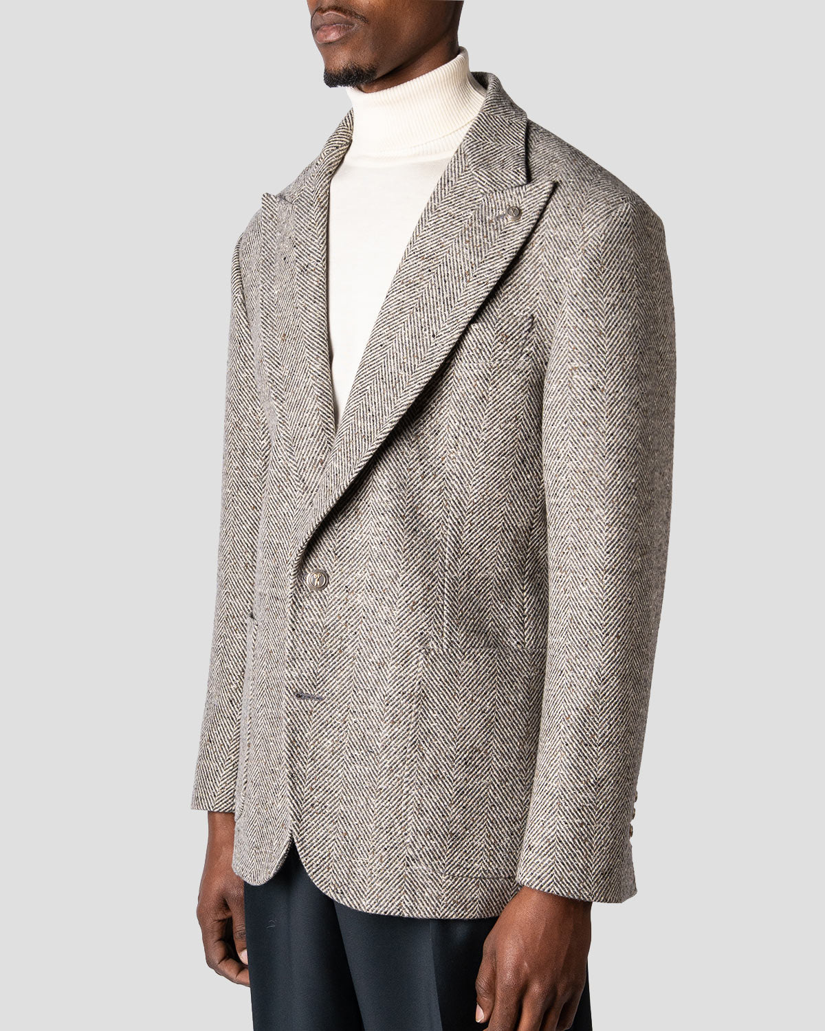 Blazer Spigato Grigio e Panna