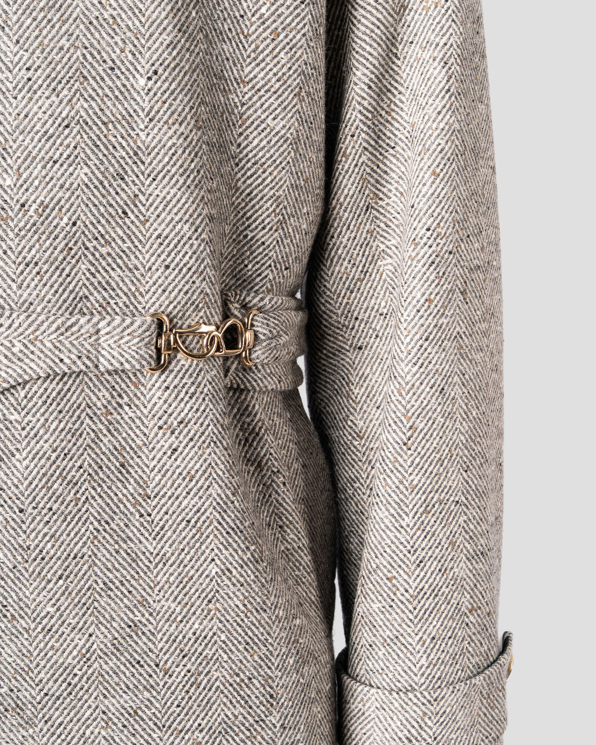 Cappotto Doppiopetto Spigato Grigio e Panna