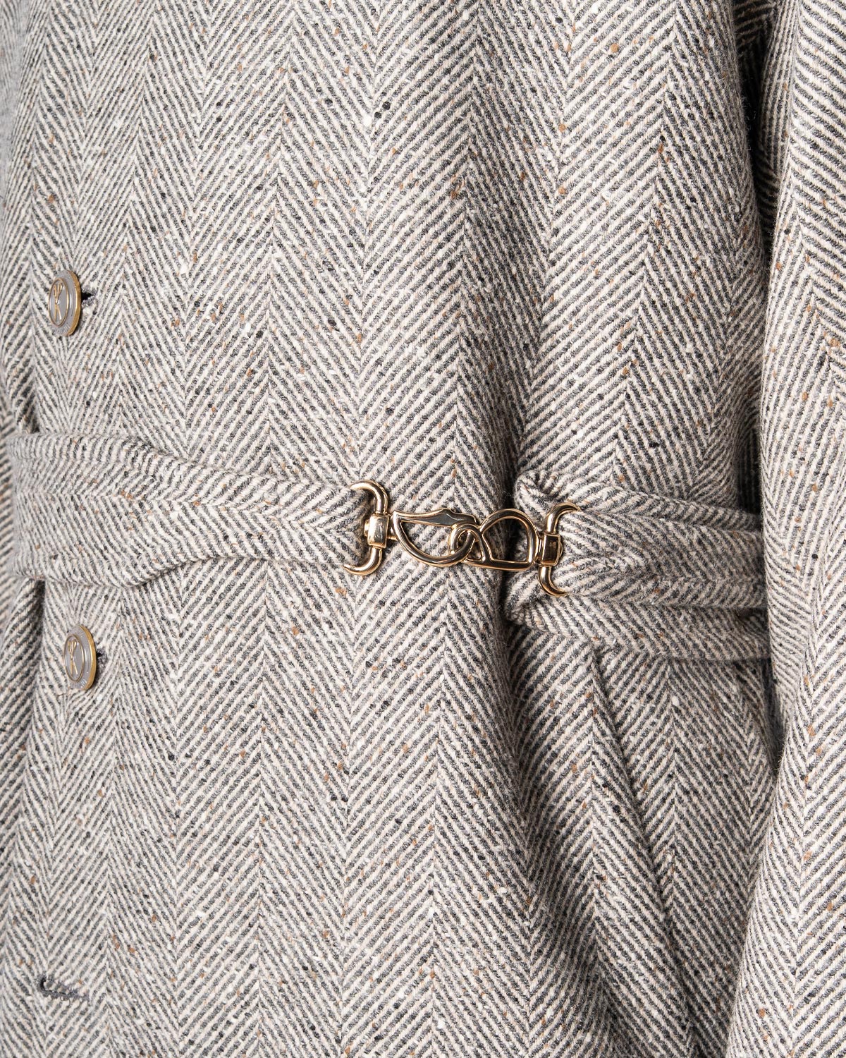 Cappotto Doppiopetto Spigato Grigio e Panna