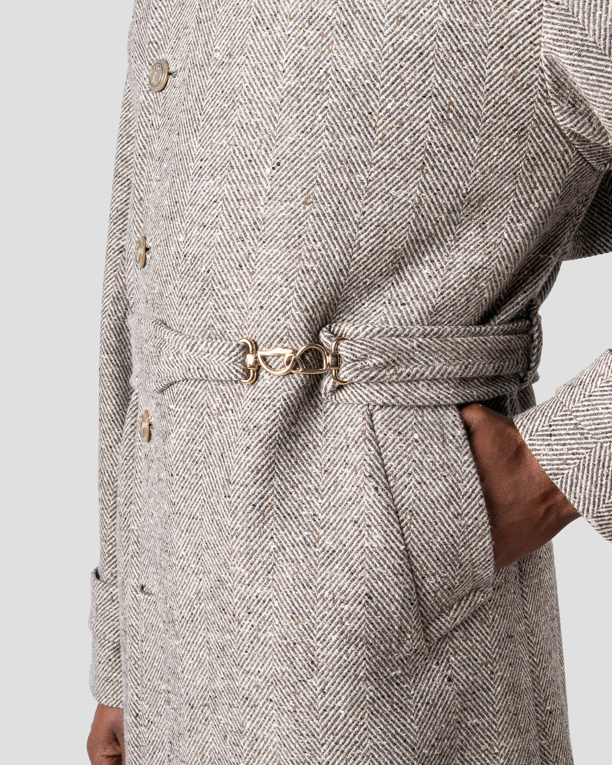 Cappotto Doppiopetto Spigato Grigio e Panna