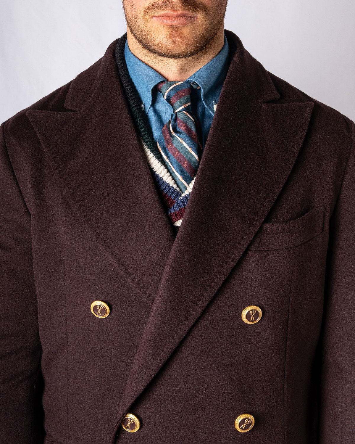 Cappotto Doppiopetto Cashmere Wine, Bottega Dalmut, foto 13