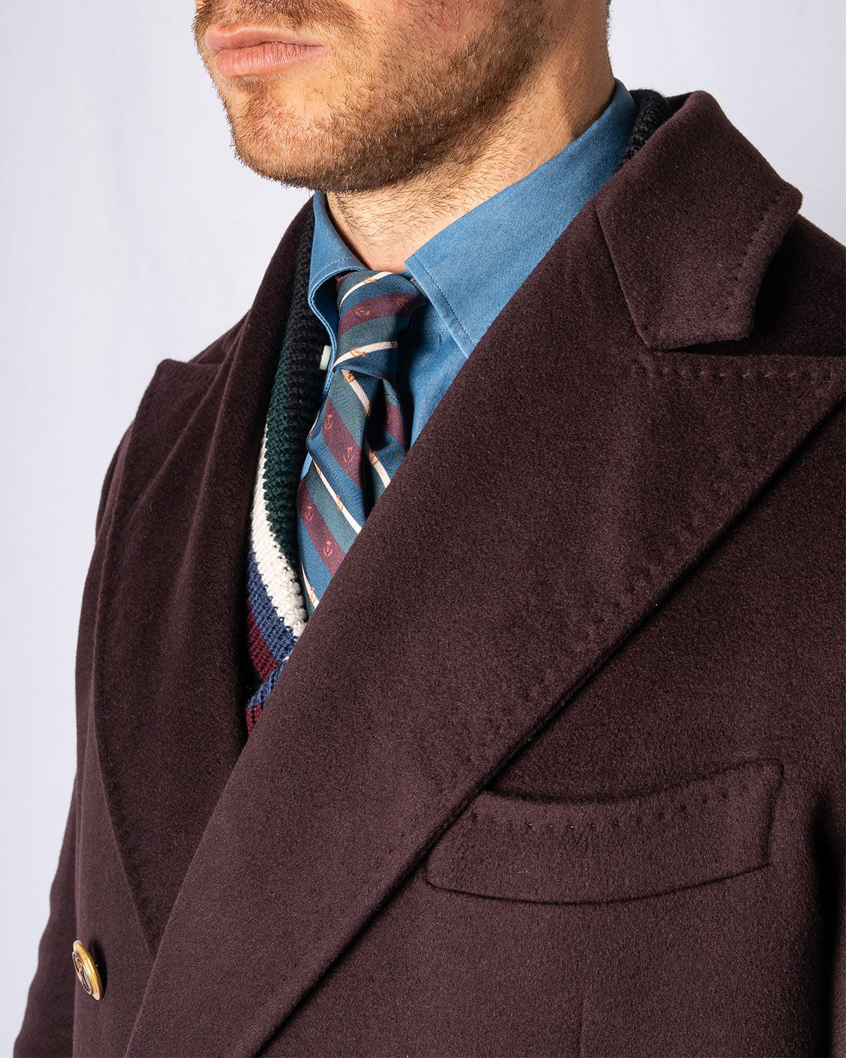 Cappotto Doppiopetto Cashmere Wine, Bottega Dalmut, foto 15