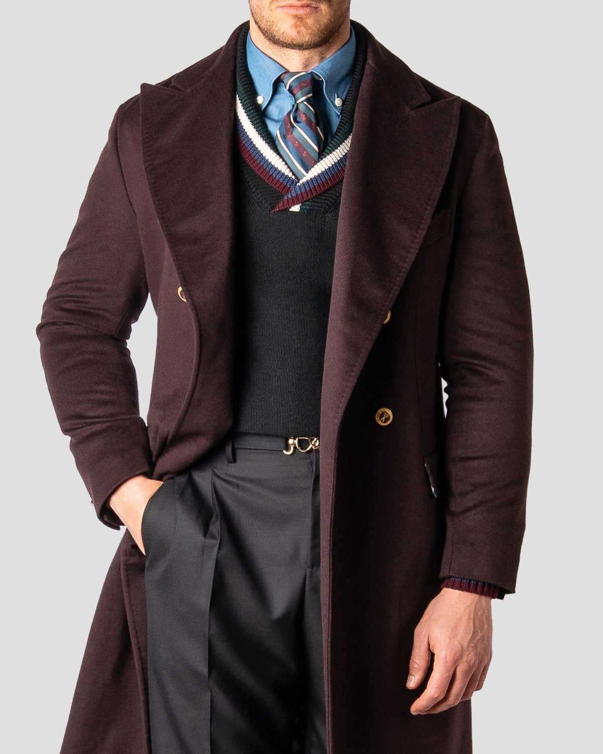 Cappotto Doppiopetto Cashmere Wine, Bottega Dalmut, foto 2