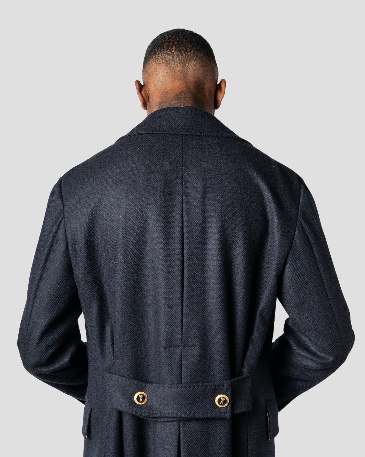 Cappotto Doppiopetto Blu Spigato